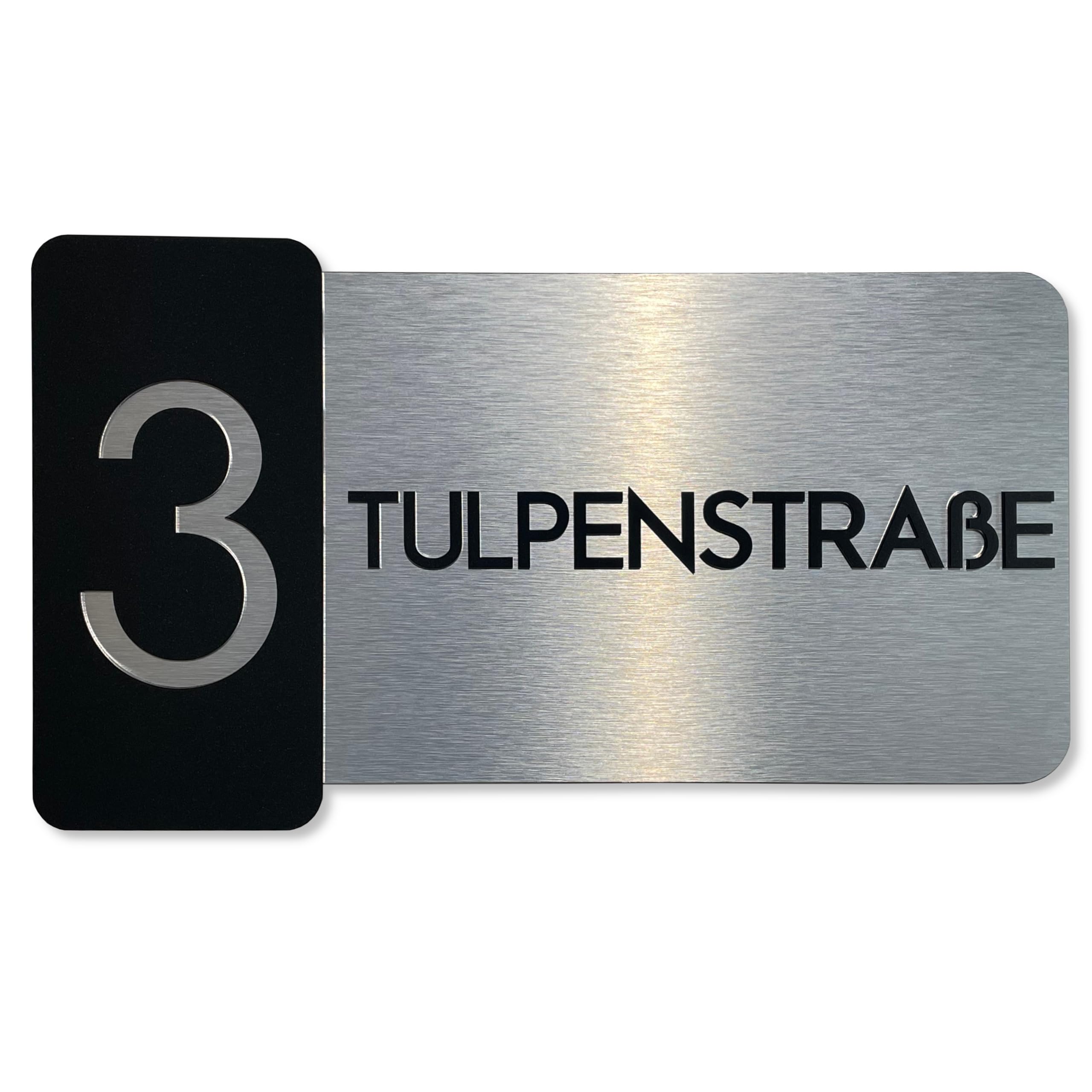 Hausnummer-Schild Adressschild haus hauswand personalisiert acrylglass 3d individuelles design (Schwarz, 40x22cm)