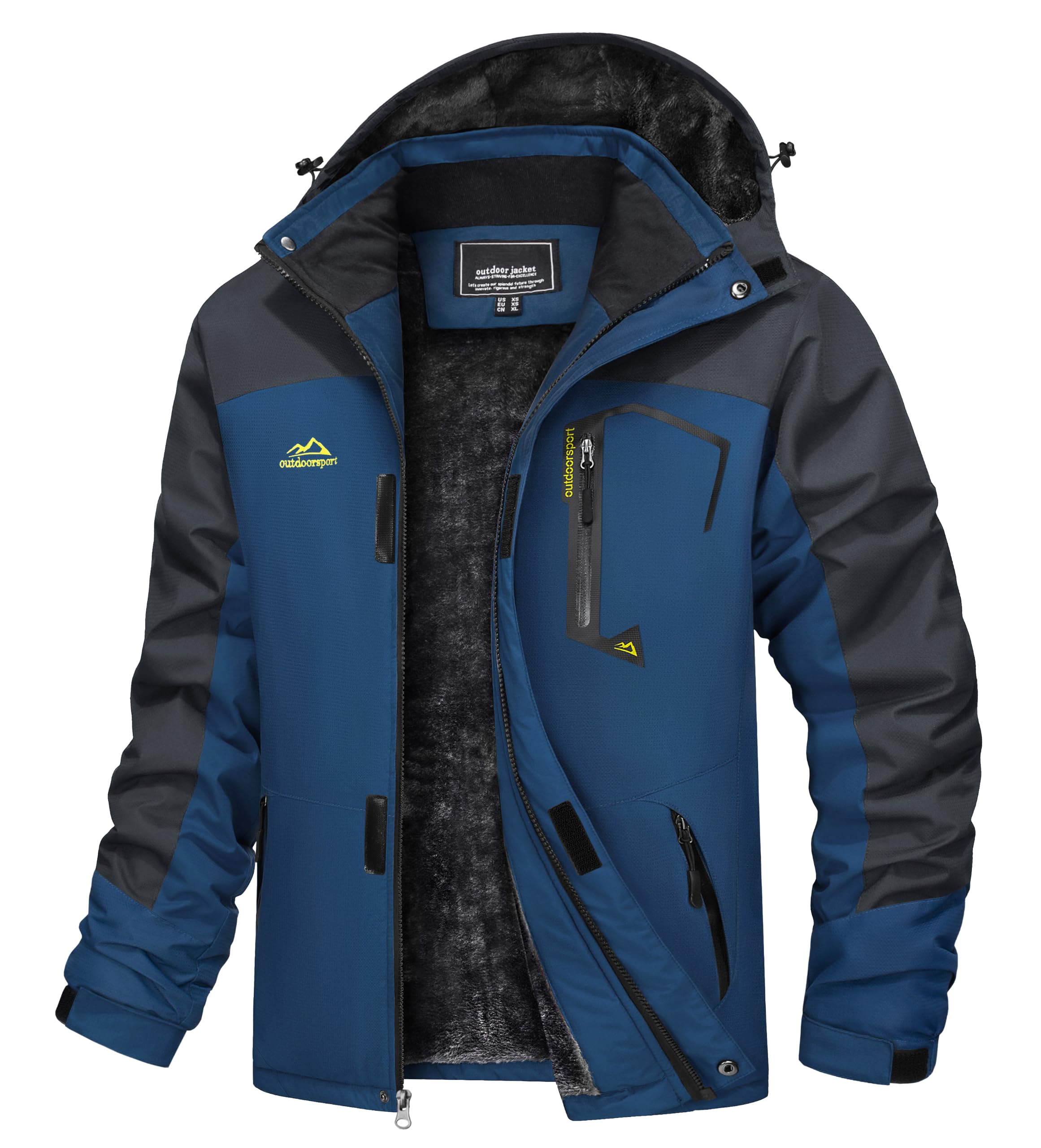 TACVASEN Herren Winter Wasserdichte Winddichte Winterjacke Warme Fleece-Futter Ski Regenmantel mit Kapuze