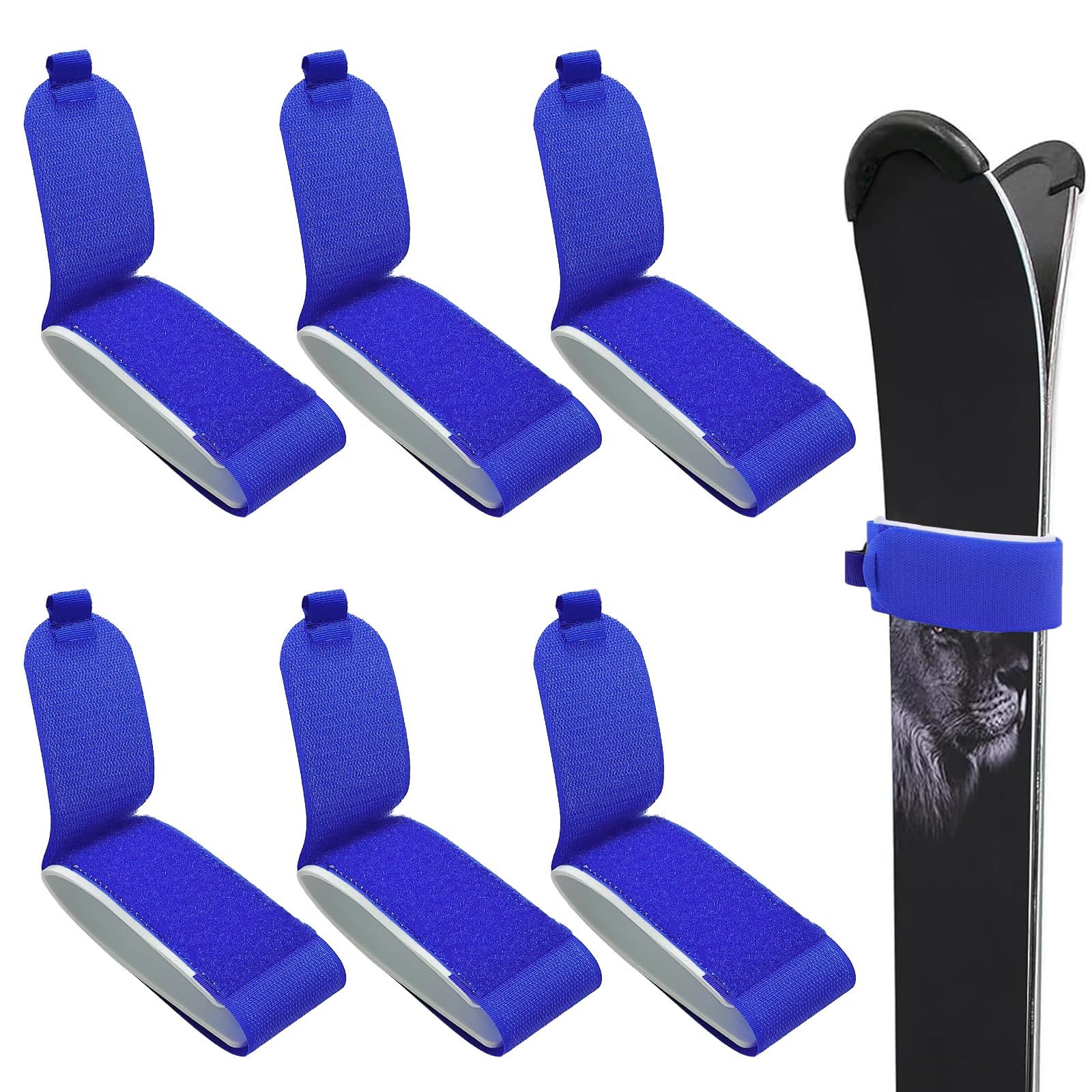 6 Pièces Sangle de Ski, Ski à Sangle de Transport Réglable, Bande de Fixation Nylon, Ajustable Skis Attaches pour Snowboard, L'alpinisme, en Plein Air