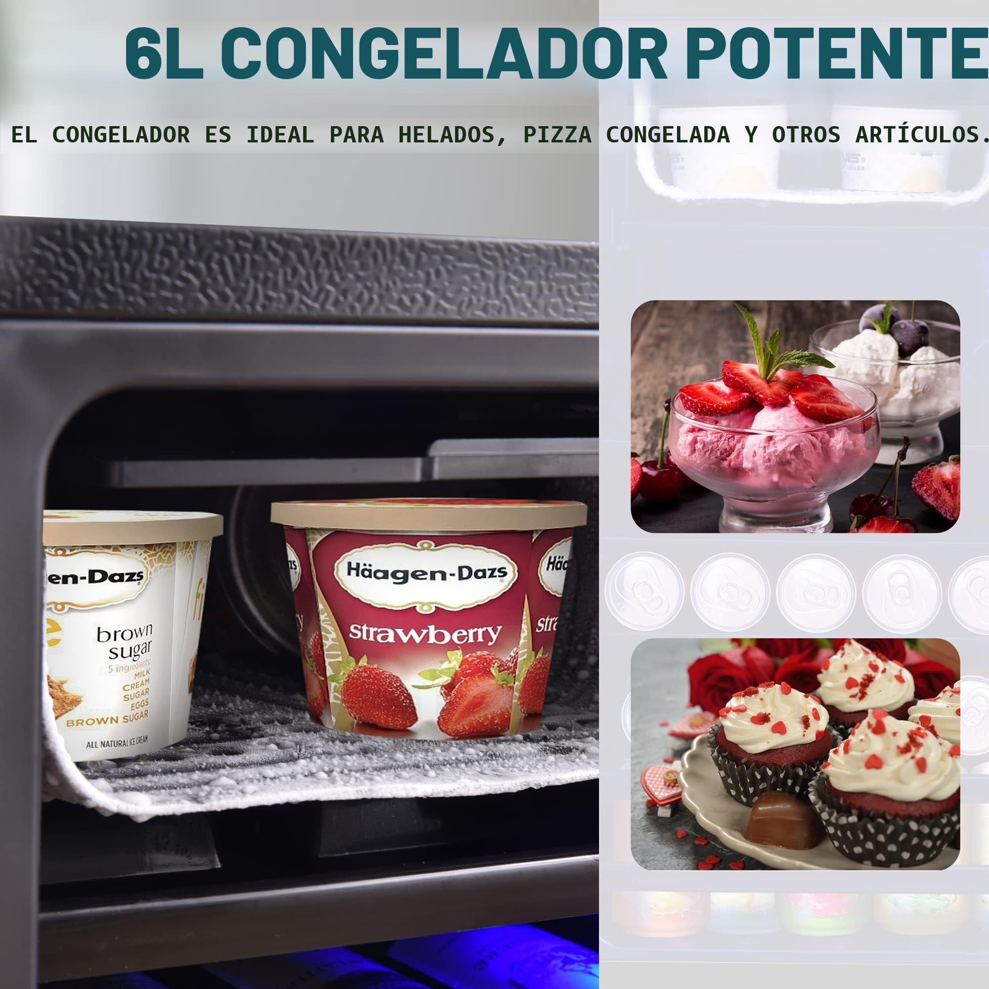 Merax Frigorífico Mini 76L, Freestanding Enfriador de bebidas con refrigerador de 70L + congelador de 6L, con iluminación interior LED y estantes ajustables, súper silencioso para restaurante bar