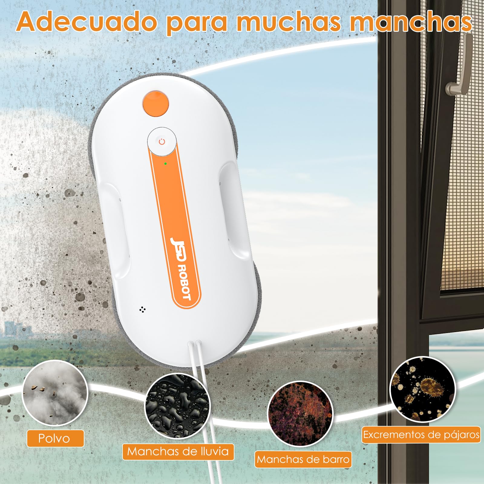 Lite Robot limpiacristales,5300Pa Limpia Cristales Robot con Limpieza a Presión Doble Pulverización de Agua Disco de Limpieza de Alta Cobertura Detección de Bordes Plan de Ruta Inteligente