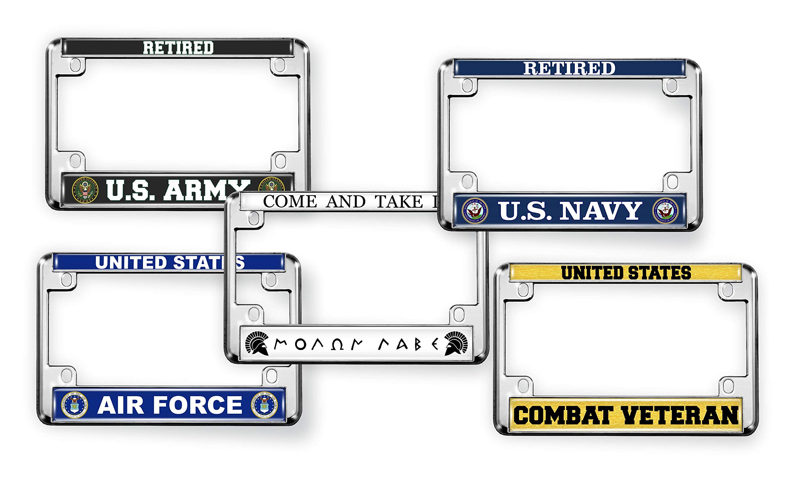 Motorcycle Metal License Plate Frame with Iraq War Veteran Design - Picture 17 of 18