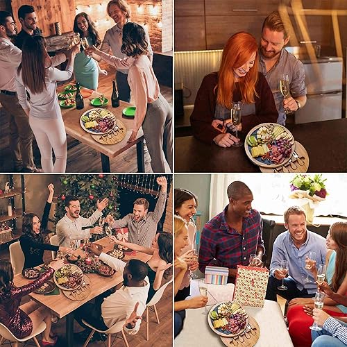 Miniatura 3 de BlauKe Tabla de queso de bambú con juego de cuchillos y pizarra, tabla de charcutería redonda de 12 pulgadas, bandeja de servir, plato, juego de