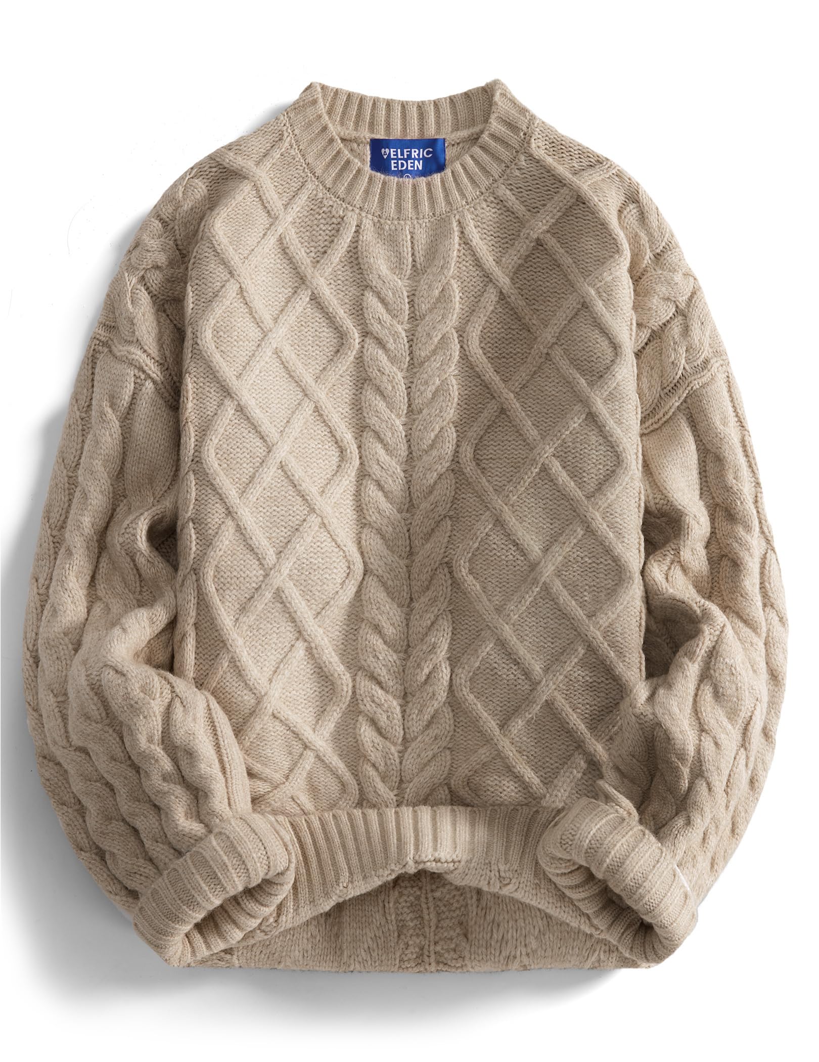 Aelfric Eden Womens Oversized Sweaters 2025 Cable Knit Chunky Sweater Lantern Sleeve Crewneck Pullover Loose Outfits