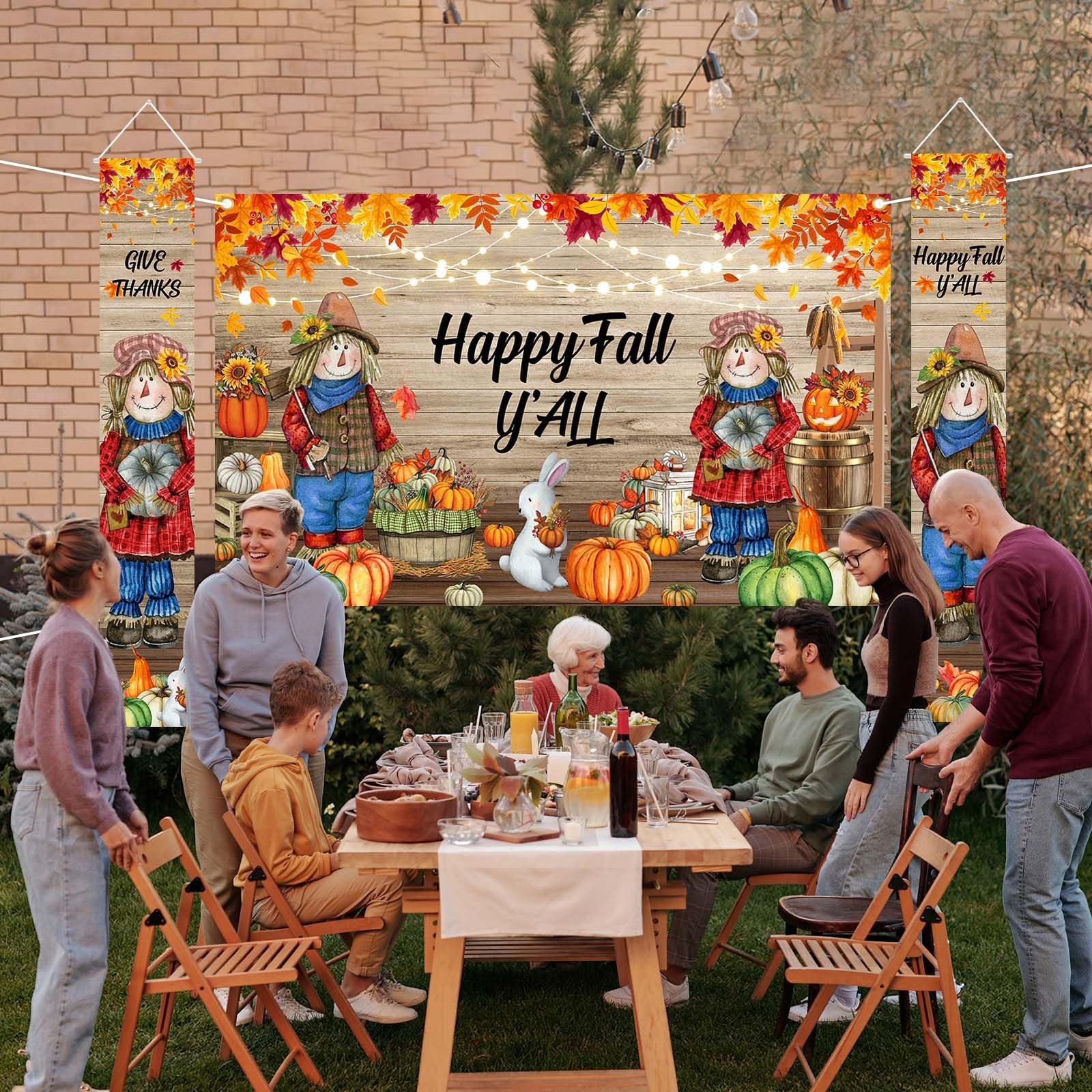 "Happy Fall Y'all" Herbst-Banner – Festlicher Fotohintergrund 70,8 X 43,3 Zoll, Aus Polyester Für Drinnen & Draußen