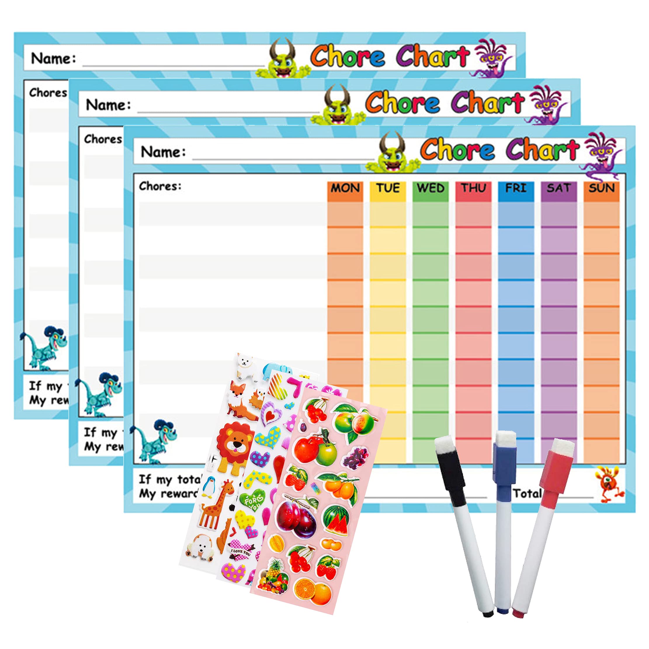 Buy Behavior Chart for Kids at Home, Reward Chart for Kids, Three ...