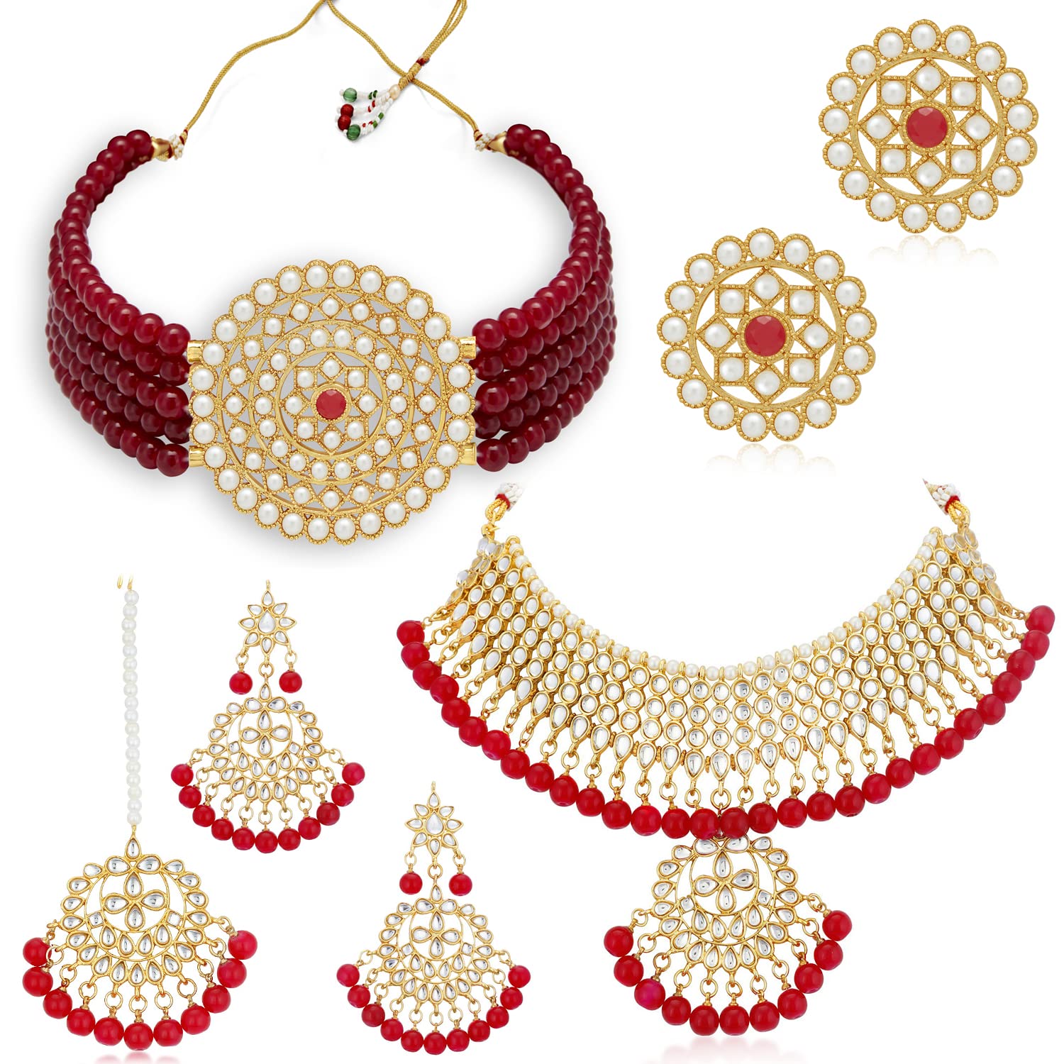 Sukkhi Lovely Gold Plated Combo Choker Necklace Set for Women (CBNS104238) (B09Y3F3L3L) Amazon Price History, Amazon Price Tracker