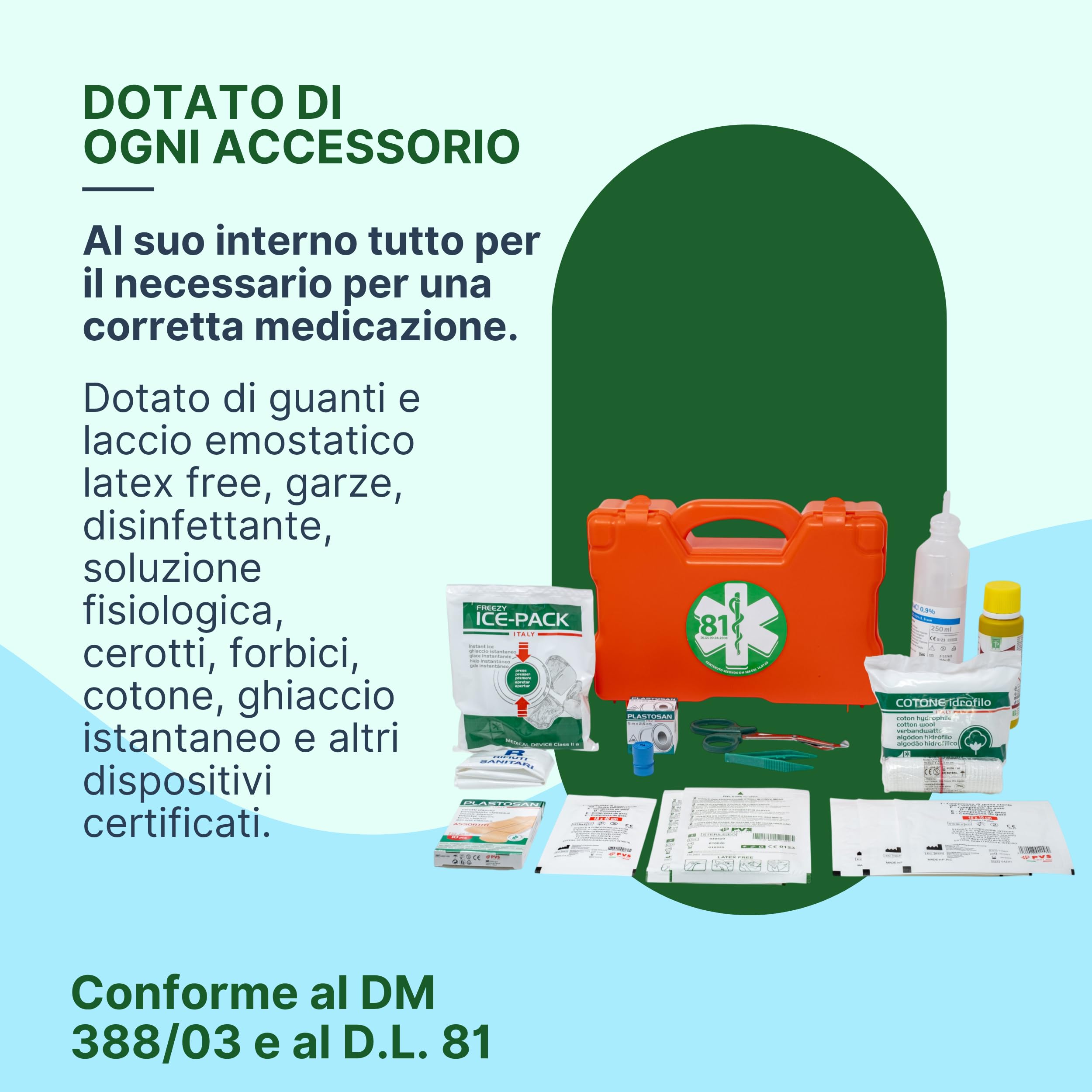 REMEDIA ONE - Cassetta Pronto Soccorso MEDIC 3 Allegato 2 Antiurto - Valigetta Pronto Soccorso con Maniglia e Supporto per Attacco a Parete