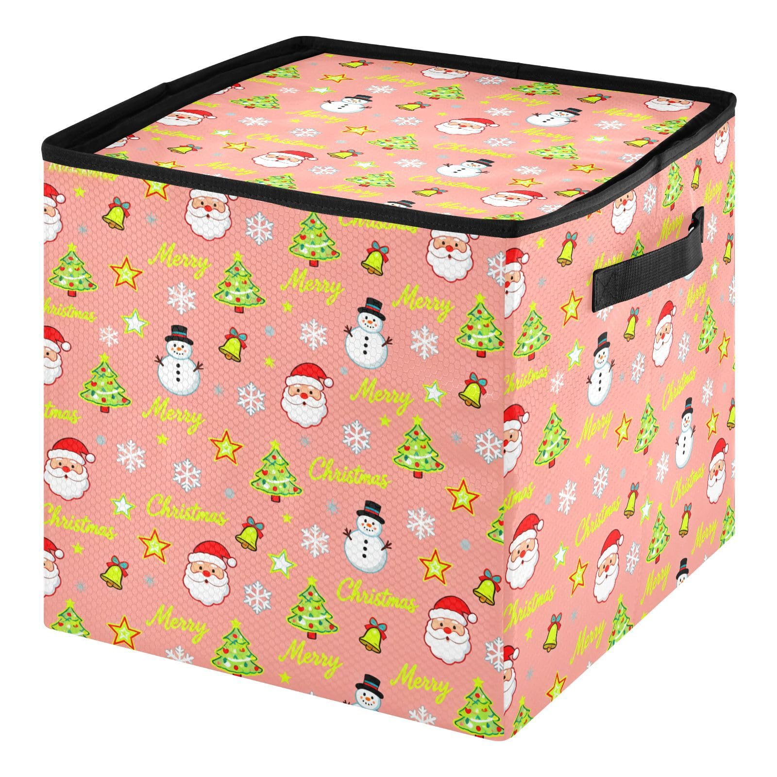 Organiseur de décoration de Noël rose pliable avec couvercle pour 64 boules
