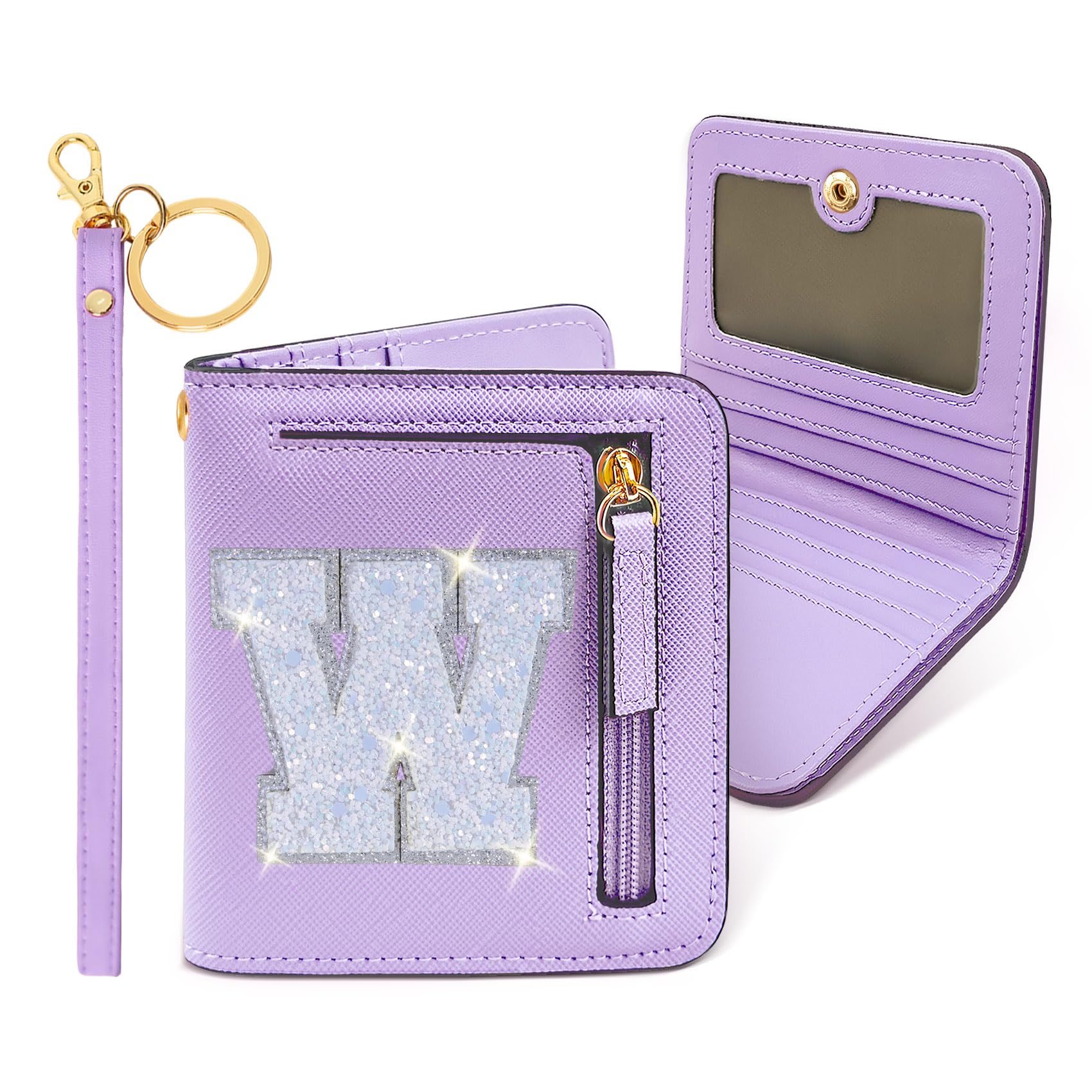 COSHAYSOO Mini Wallet with RFID Blocking Initial Monogrammed for Girls Birthday Valentines Easter Mothers Nurse Day Graduation Thanksgiving Appreciation Halloween Christmas New Year Gifts Letter W