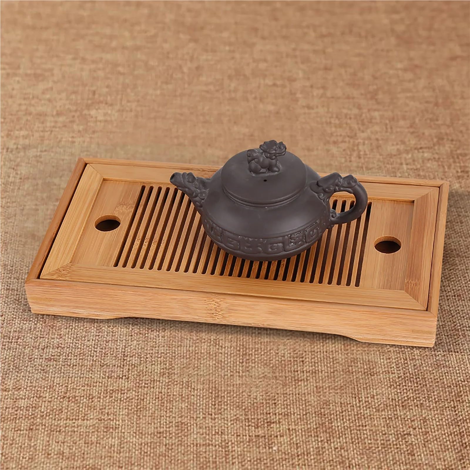 Elegante vassoio da tè rettangolare in bambù per tè Kung Fu, 27 x 14 x 3 cm, ecologico, perfetto per accessori da tè e esposizione