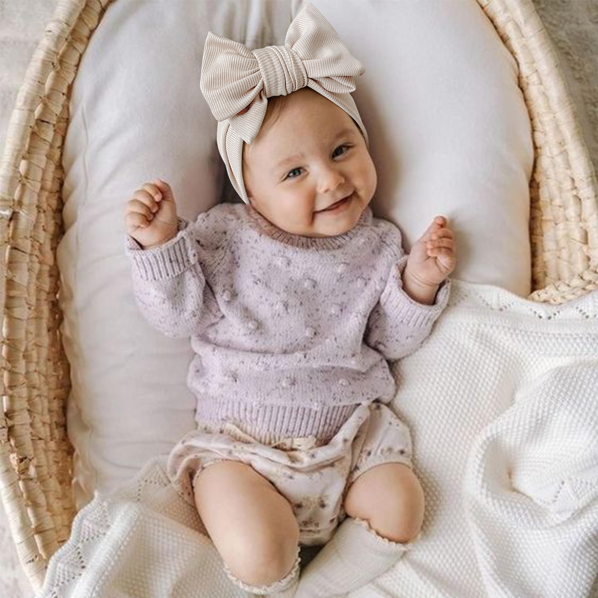 Niceye Fasce per capelli per neonate con fiocco, accessori per capelli fatti a mano, elastici per neonati