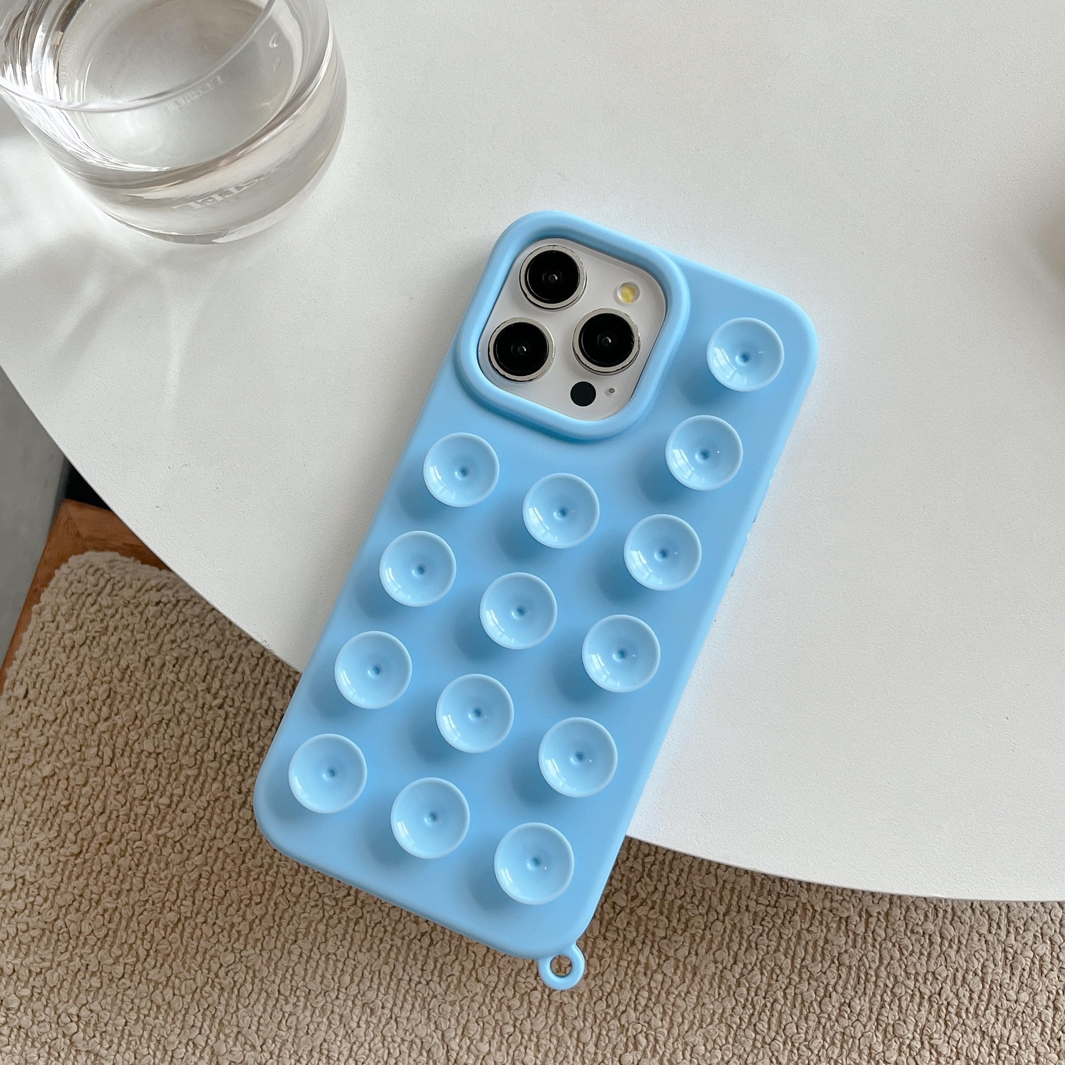 Coque iPhone 14 silicone souple et amusante à ventouses bleues - 8
