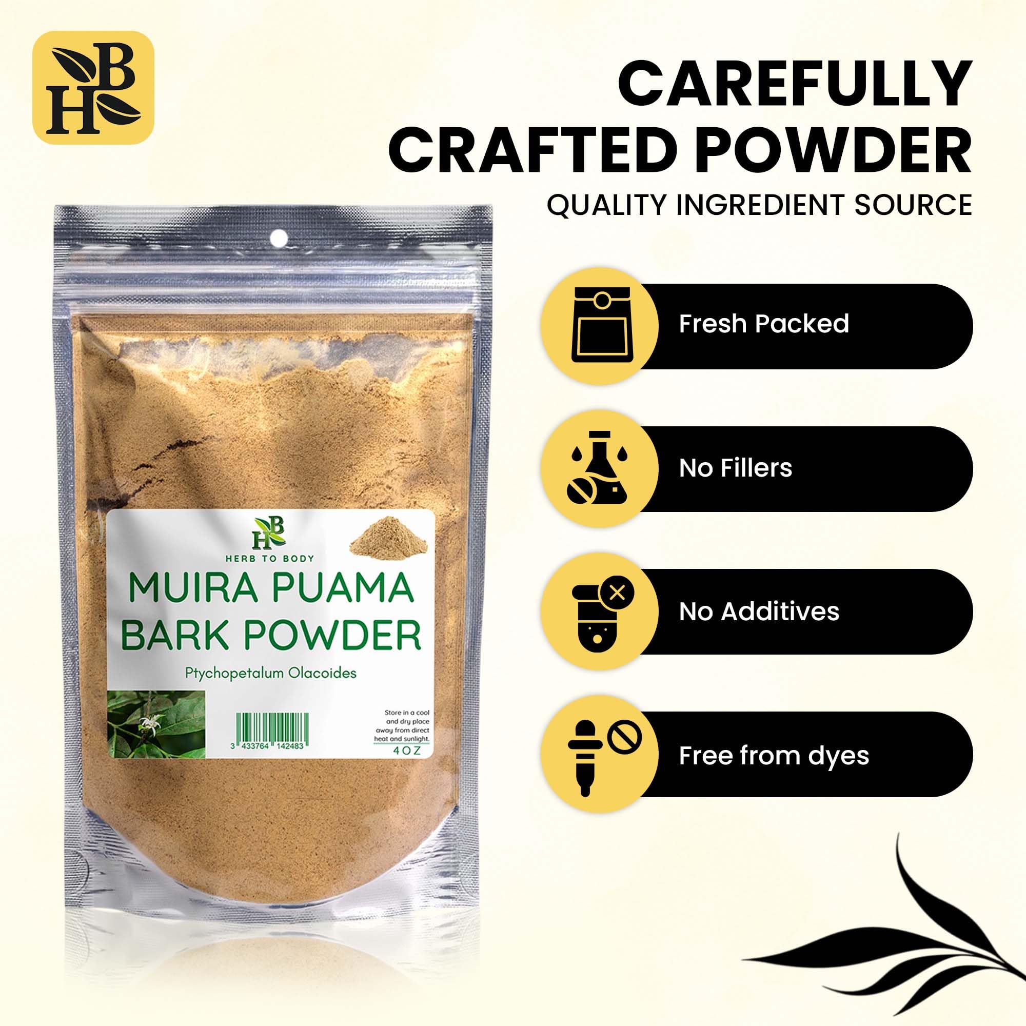 Herb To Body Muira Puama Powder - 4oz, Wildcrafted Ptychopetalum Olacoides for Muira Puama Tea, Herbal Tea, Traditional Blends, and Wellness Routines — Amazon image 2