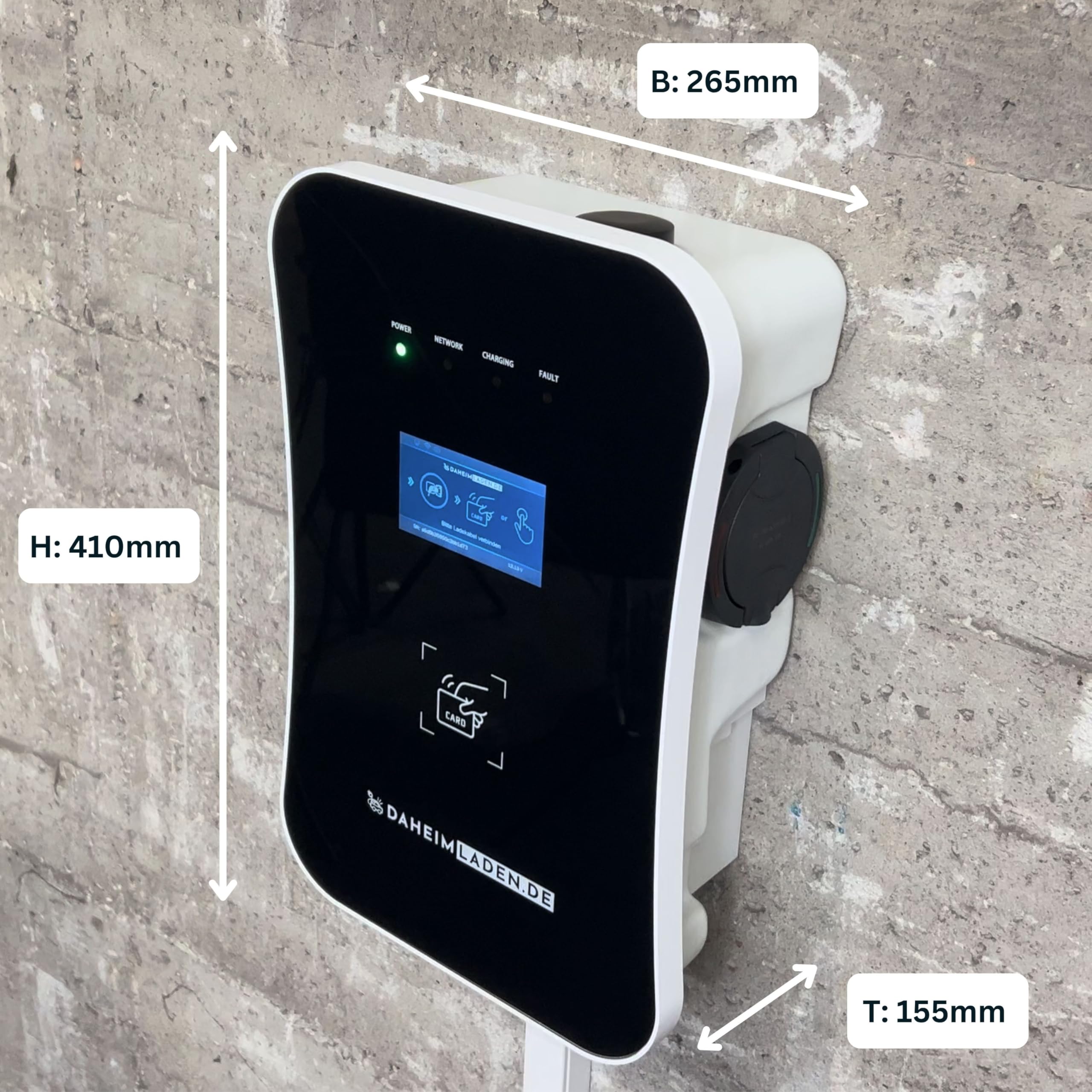 DAHEIM LADEN.DE Smart PRO Wallbox 11kW mit 5m Ladekabel, mit App, PV-Überschussladen, Lastmanagement, RFID, 14a