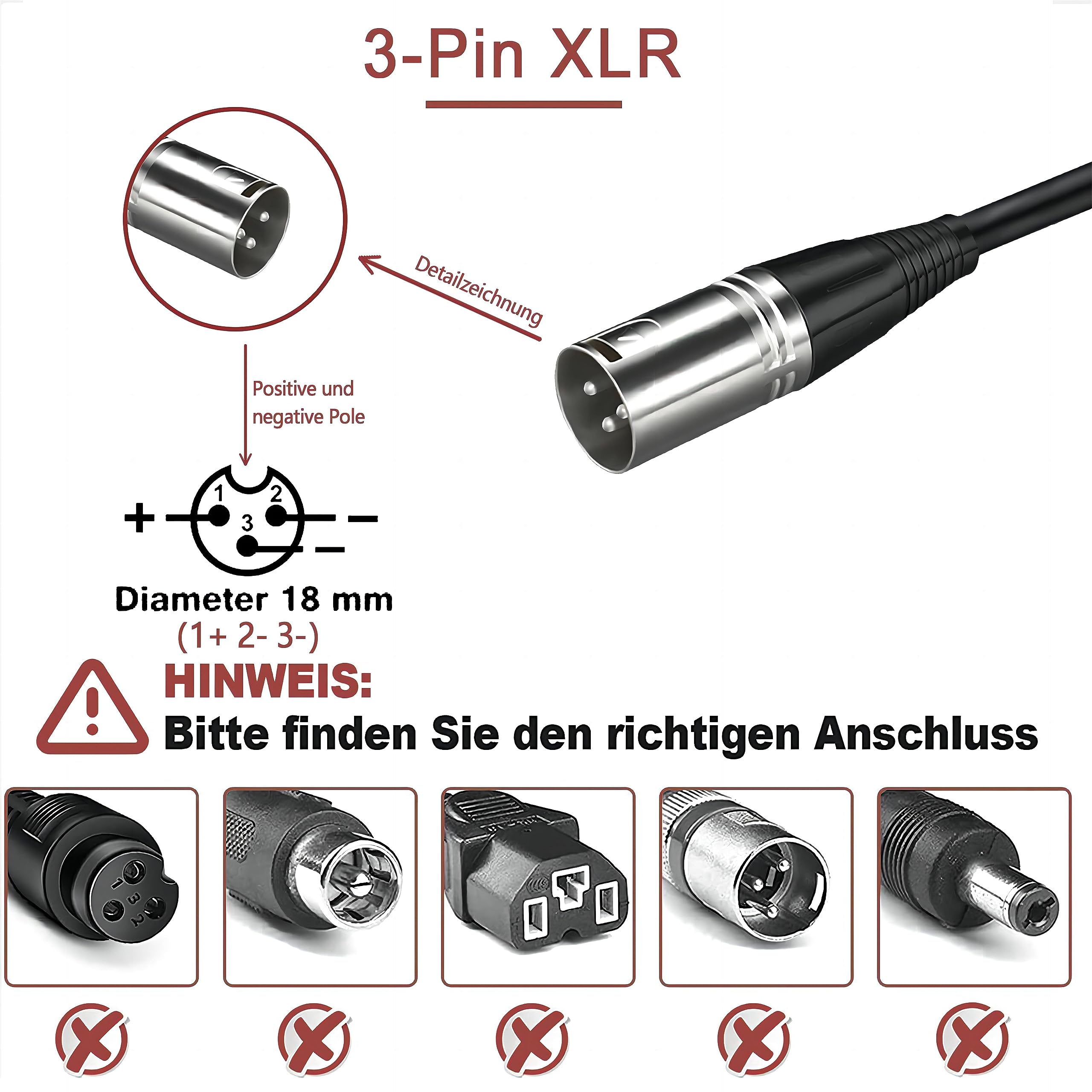 24V 29,4V 2A Netzteil Ladegerät,für 24V 10AH Akkus/Electric Scooter/E-Bike/Wheelchair, mit DC 3 pin XLR Stecker,