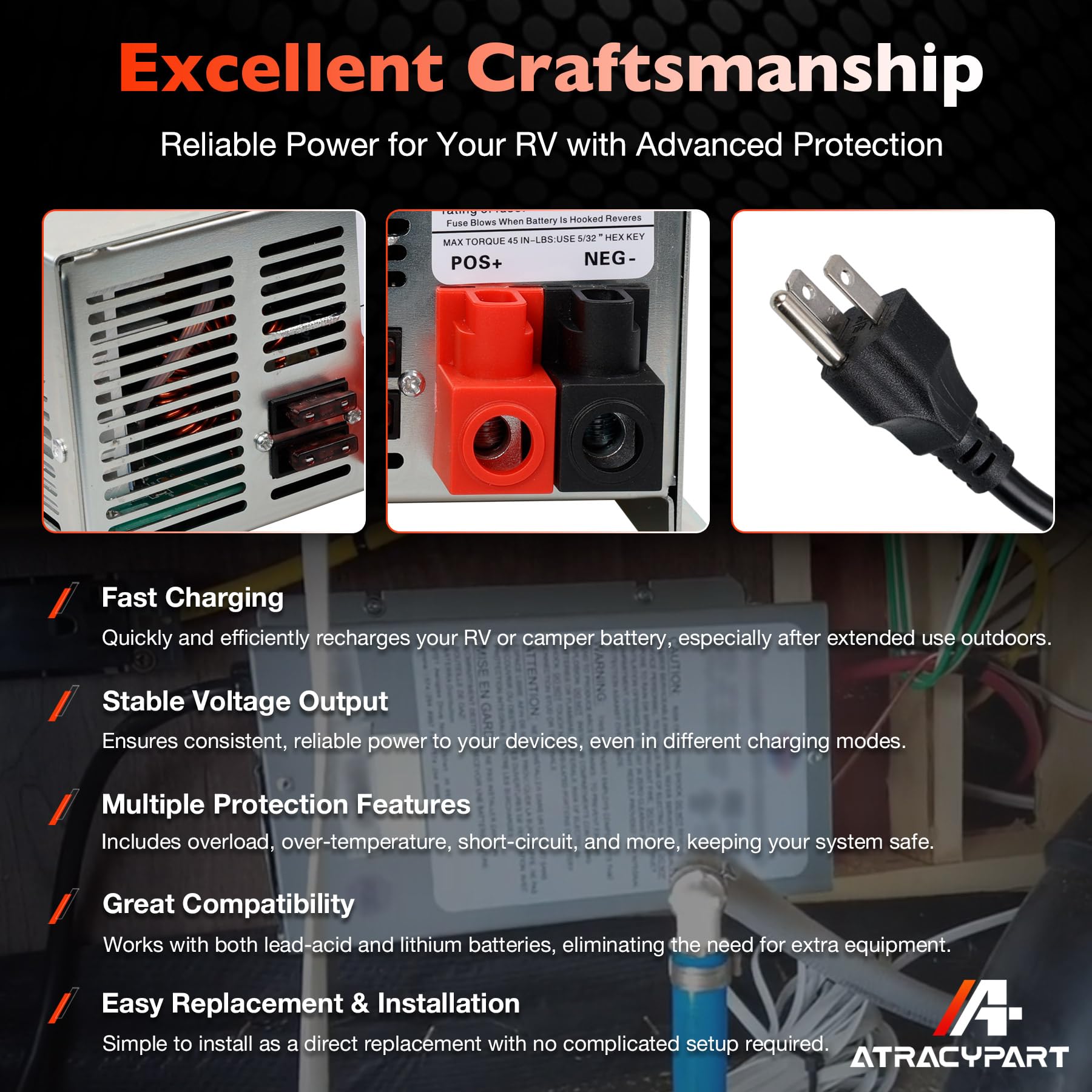 WF-9855, convertidor de potencia RV de 55 amperios para batería de plomo-ácido, compatible con WF-9855, WF-9855-AD, WF-9855-AD-CB y otros convertidores de potencia de la serie WF-9800