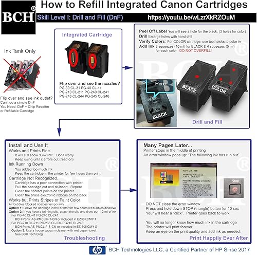 Miniatura 5 de BCH EZ30-T - Kit de recarga de tinta para cartuchos de impresora de inyección de tinta PG-260 CL-261 TS5320PG-240 CL-241 - Kit de primer