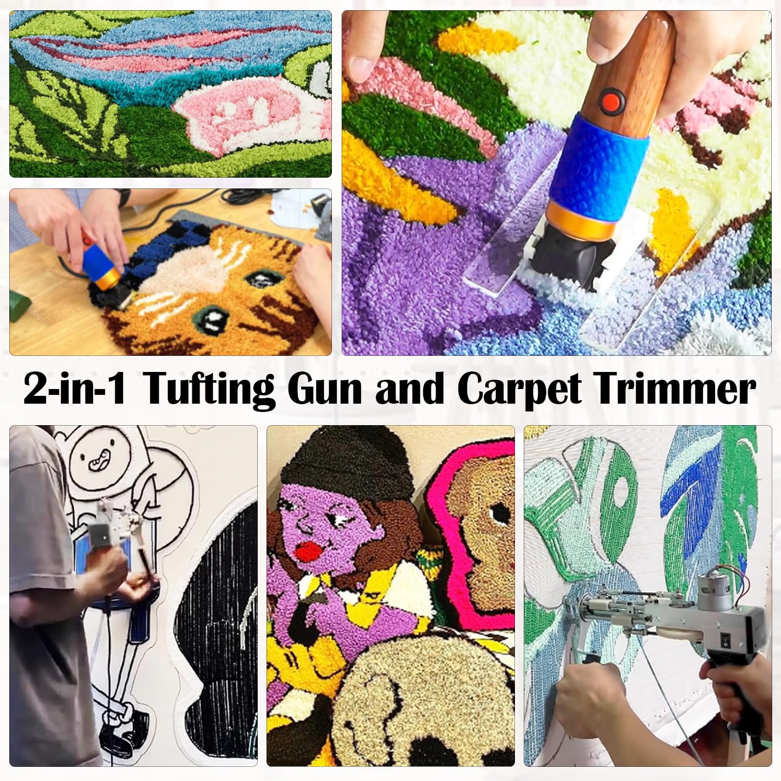 Pistola Per Trapuntatura, Set Per Trapuntatura Macchina Kit Tufting Taglierina Tappeti Pelo Tagliato E Pelo Ad Anello 40 Rotoli Filo Con Panni Trapuntatura Pistola Trapuntatura Set Creazione Tappeti