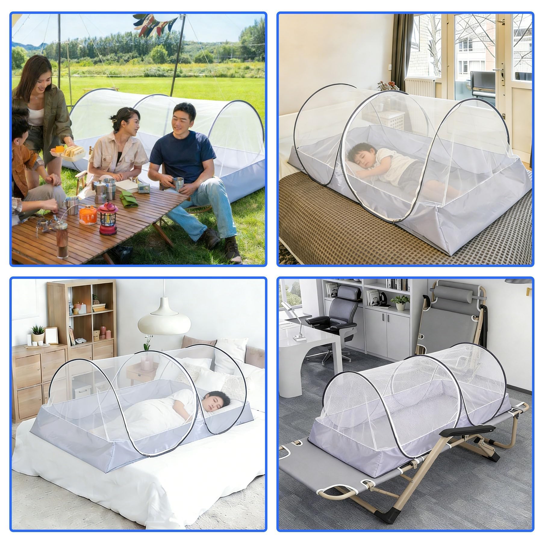 Mosquitera desplegable, 200 x 100 x 73 cm, mosquitera plegable, tienda de campaña portátil, para cama, viajes, camping al aire libre, cómoda, rápida y portátil