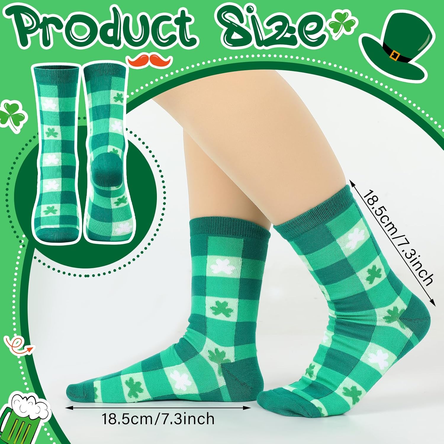 6 Pairs Men's St. Patrick's Day Socks Gift for Men Funny Green St. Paddy's Shamrock Socks Saint St Patrick's Day Funny Irish Novelty for Adults - Image 3
