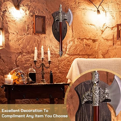 Miniatura 7 de Queekay Placa de espada de madera, soporte para espada, soporte de pared, regalo para Navidad, placa de pared de espada de madera con herrajes