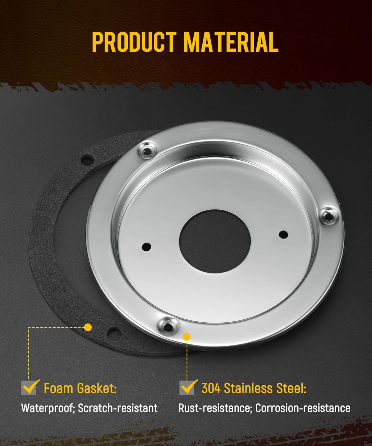 Partsam 2Pcs Watermelon Lights Bunk Adapter, Stainless Steel Round Marker Light Bezel Cover, Mounting Bracket for Any 4" Hole, Light Not Include