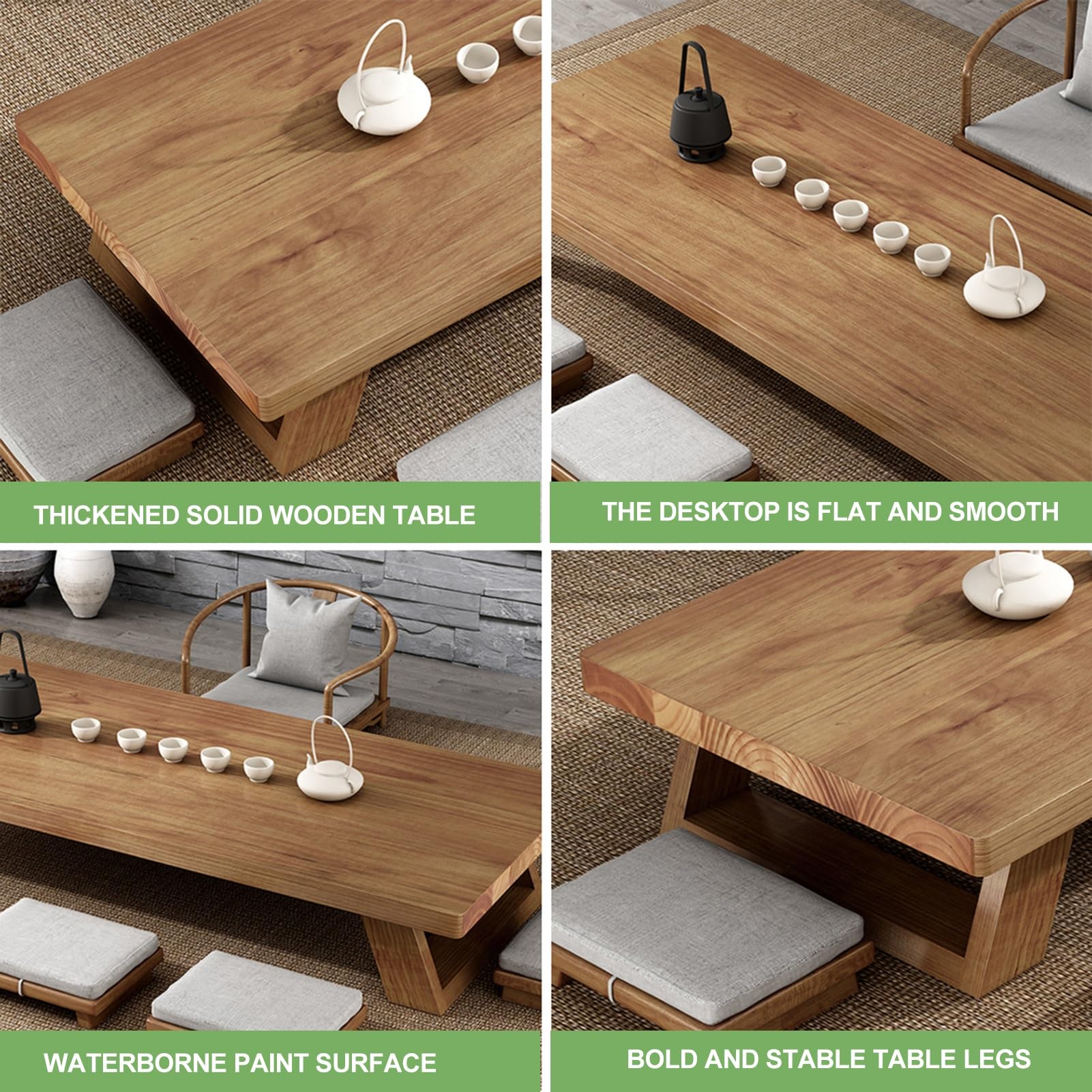 JUNZAI Vintage Multi-Functional Japanese Floor Table, Coffee Table