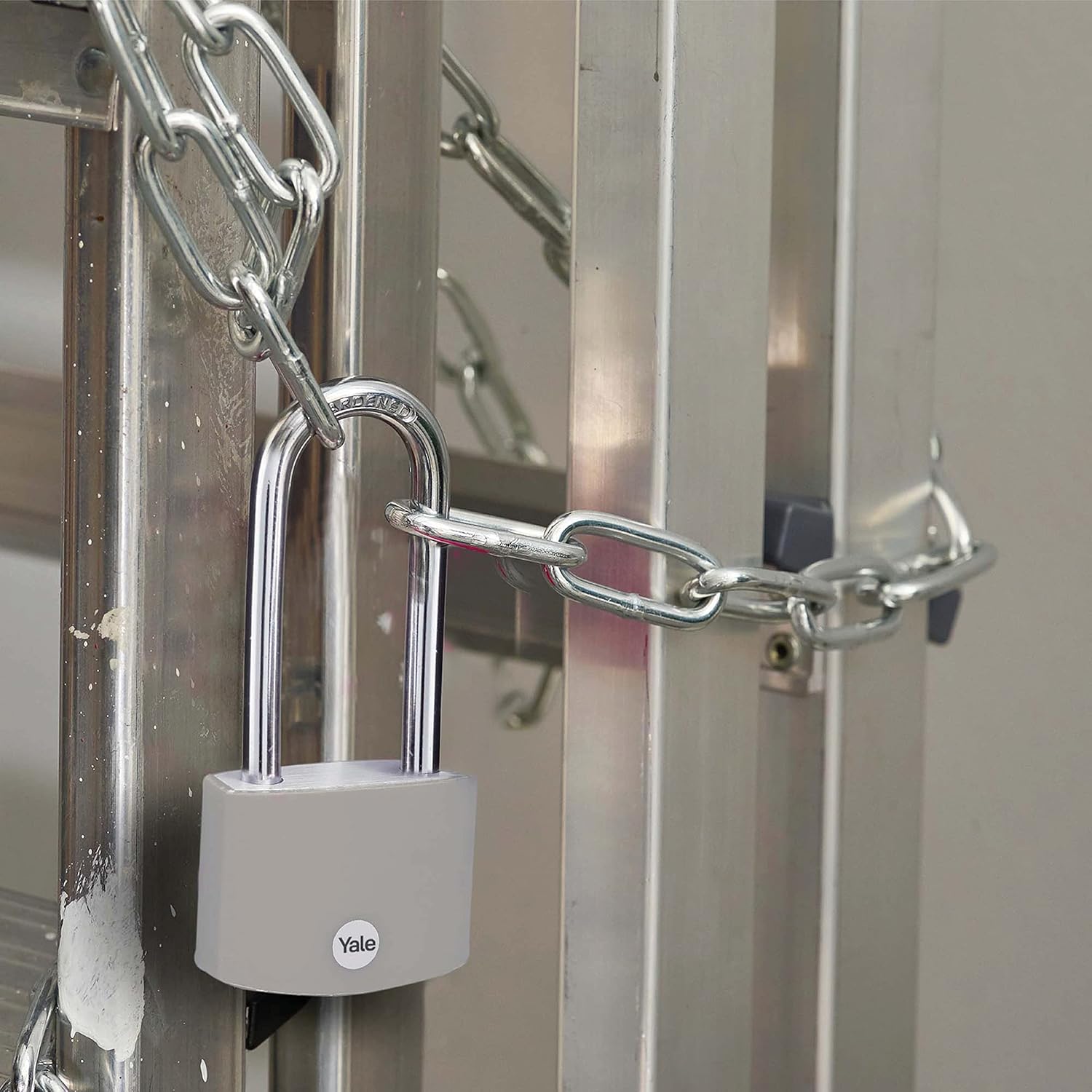 Yale 2.2 Inch Long Shackle Covered Aluminum Lock with 3 keyed Alike Keys for School Gym Locker, Fence, Gate, Toolbox, Case, Hasp Storage (Grey)