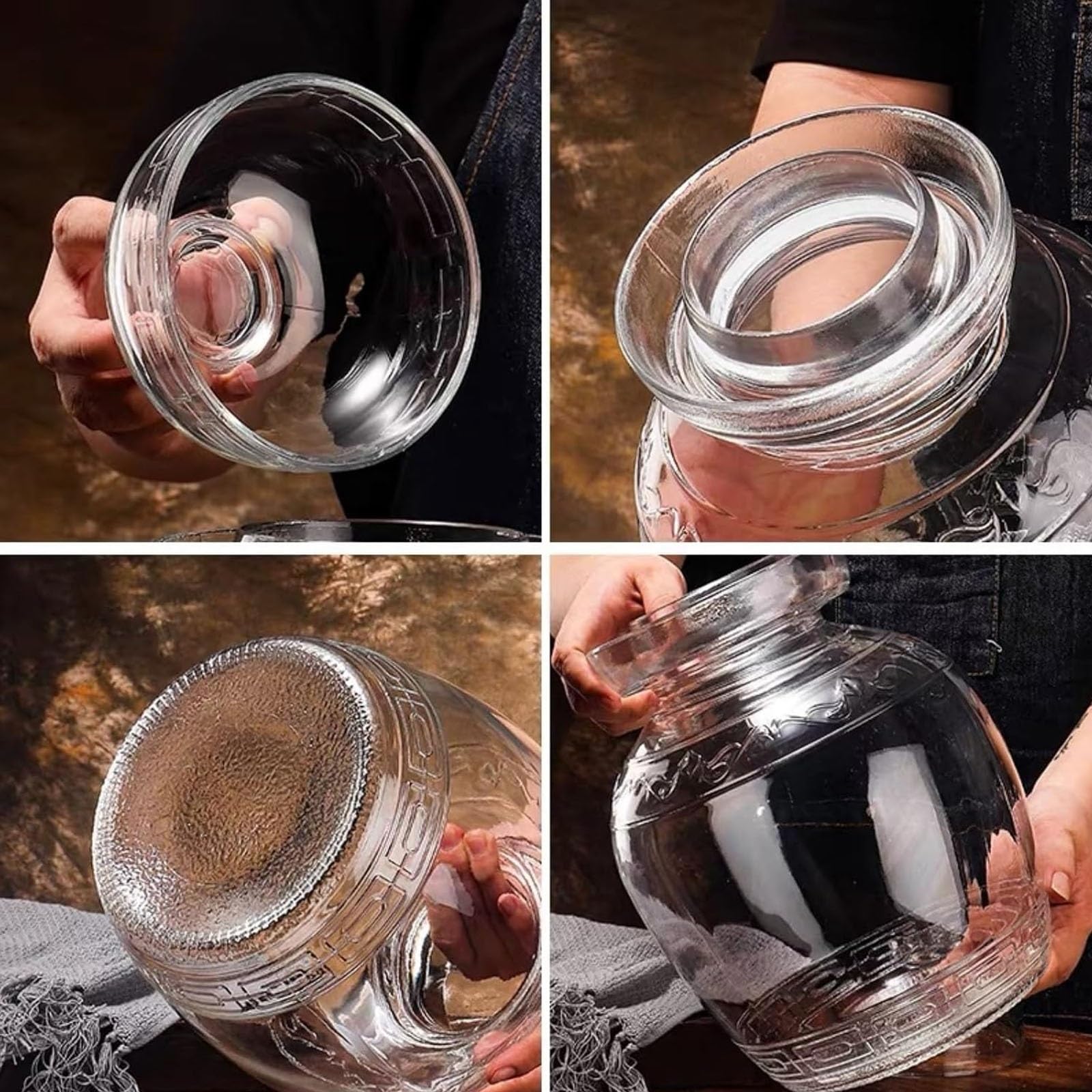 Amazon｜ガラス製ピクルス瓶 1.5L 発酵瓶 クロック、伝統的な缶詰瓶