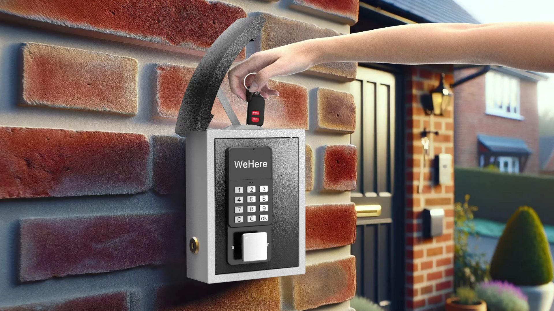 WeHere Key Lock Box Wall Mount with Key Drop Slot, Smart Digital