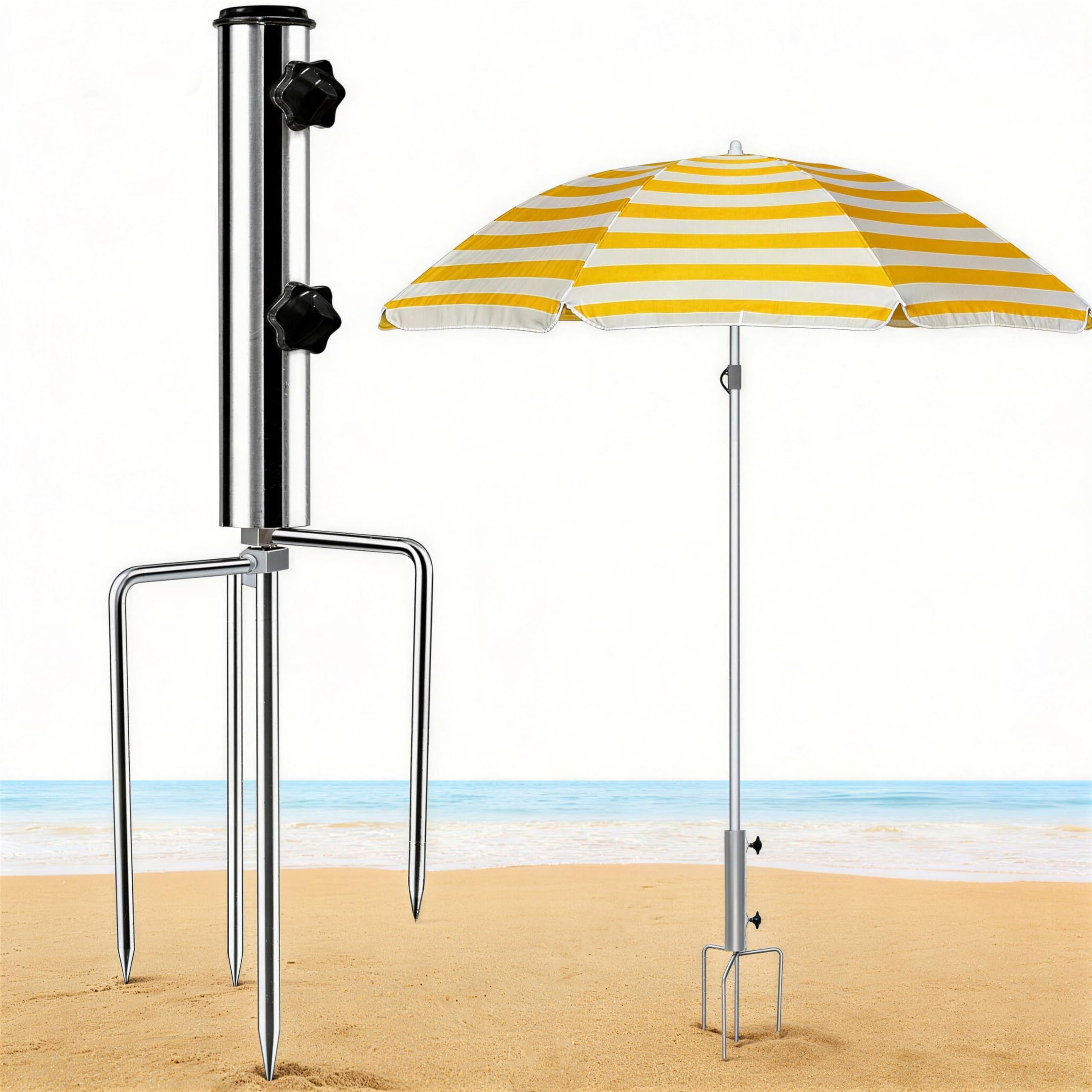 Piquet de parasol Warmfay réglable en métal pour mât de 22 à 34 mm