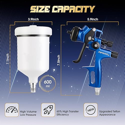 Miniatura 3 de HVLP Pistola pulverizadora con boquilla de 0.051 in, pistola de pintura para automóvil, kit de herramientas premium perfecto para una amplia gama de