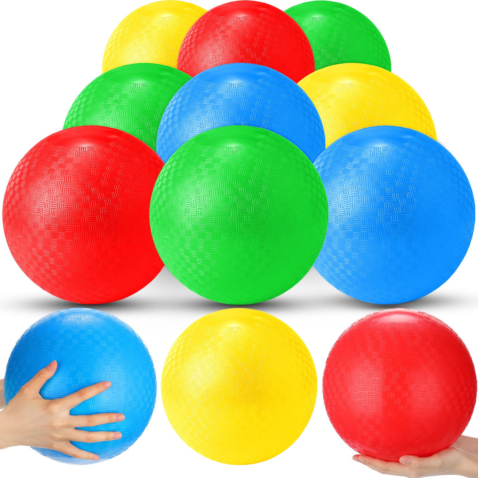 Jerify 12 Pcs Playground Balls Bulk 10 Inch Kickball Bouncy Balls for Kids Inflatable Bouncing Handball for Kids Adults Indoor Outdoor Games Gym Picnic Camp Yoga Exercise
