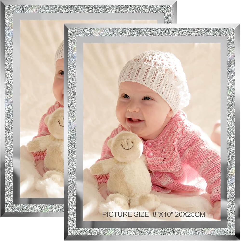 5/mo Finance HIKWADERY 8x10 Picture Frames Set of 2, Glitter Glass