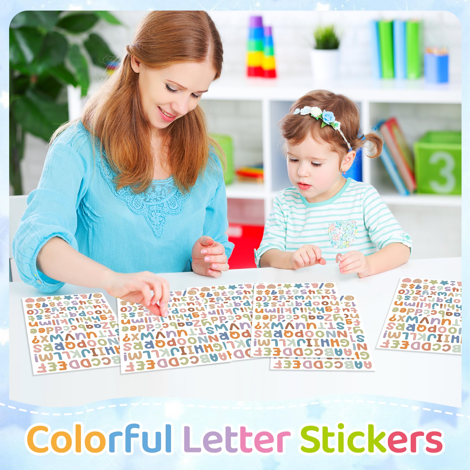 22 arkusze naklejek z literami 0,5 cala, 2486 szt., naklejki alfabetowe, małe, winylowe, samoprzylepne naklejki z cyframi, litery do scrapbookingu, na butelki z wodą, notatniki, etykiety, dzienniki