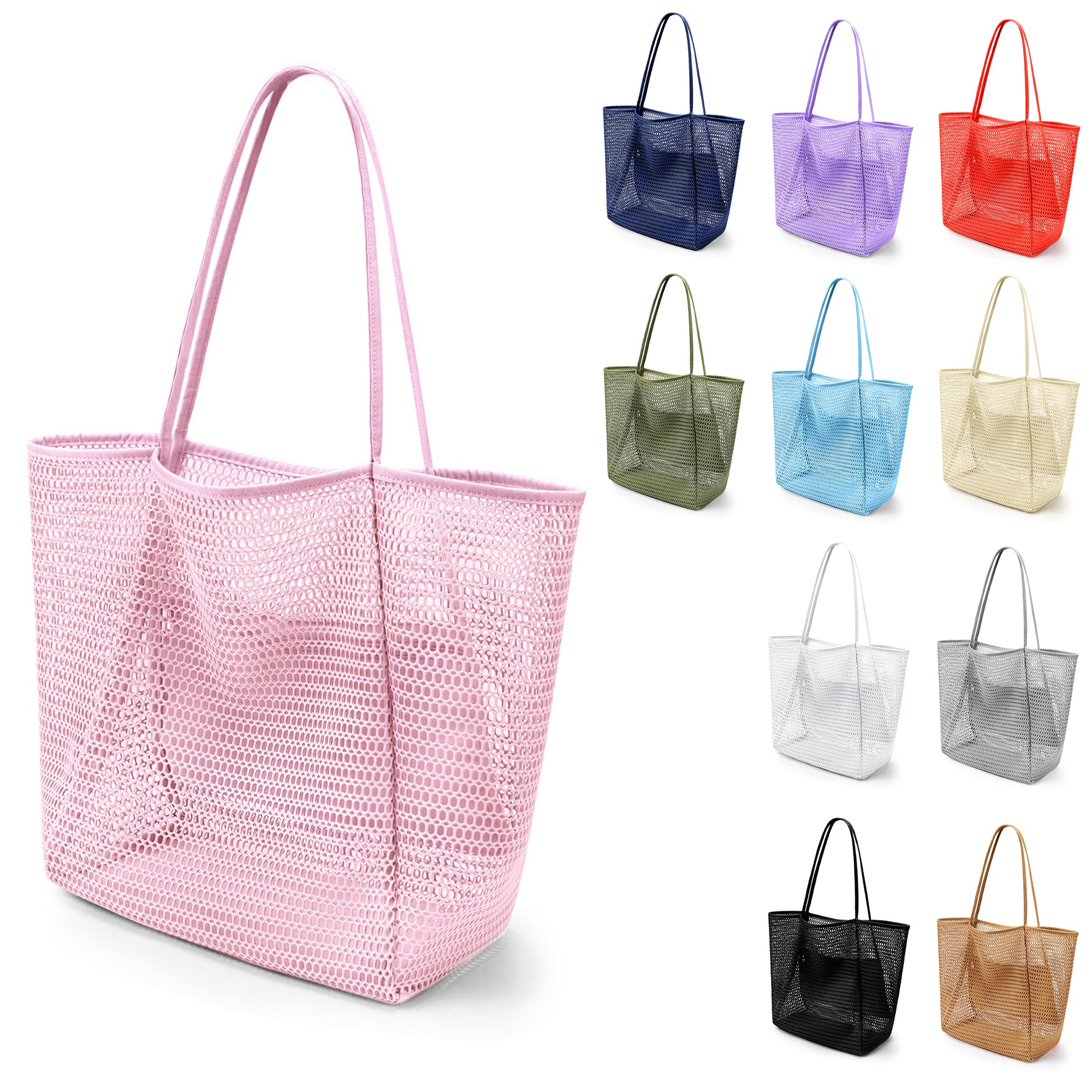 VOROLO Mesh Tote Beach Bag,Women Fairycore Hobo Bag,Shoulder Bag,Soft Summer Casual Crochet Bags