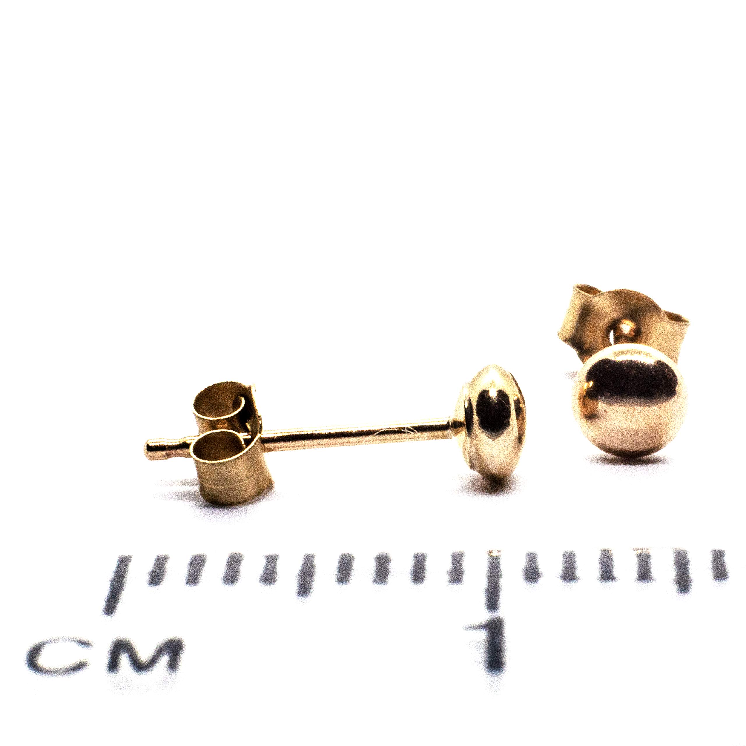 Pendiente de tuerca infantil, 3 mm, oro de 9 ct.