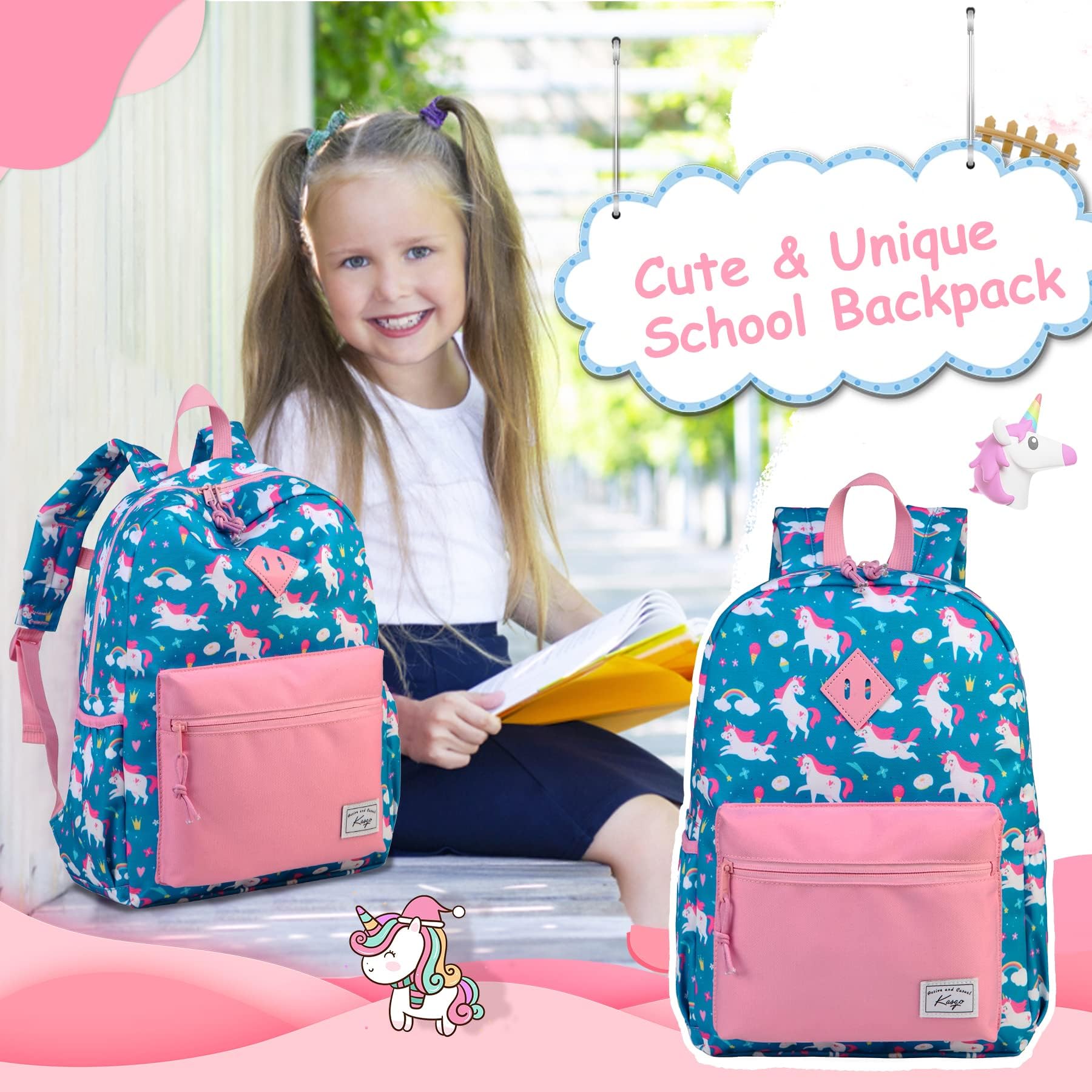 Mochila Escolar Infantil, 13L Mochila de Colegio para Niños y Niñas 4-7 años, Resistente al Agua, Apta para Carpeta A4, Correa de Pecho (Unicornio Azul)