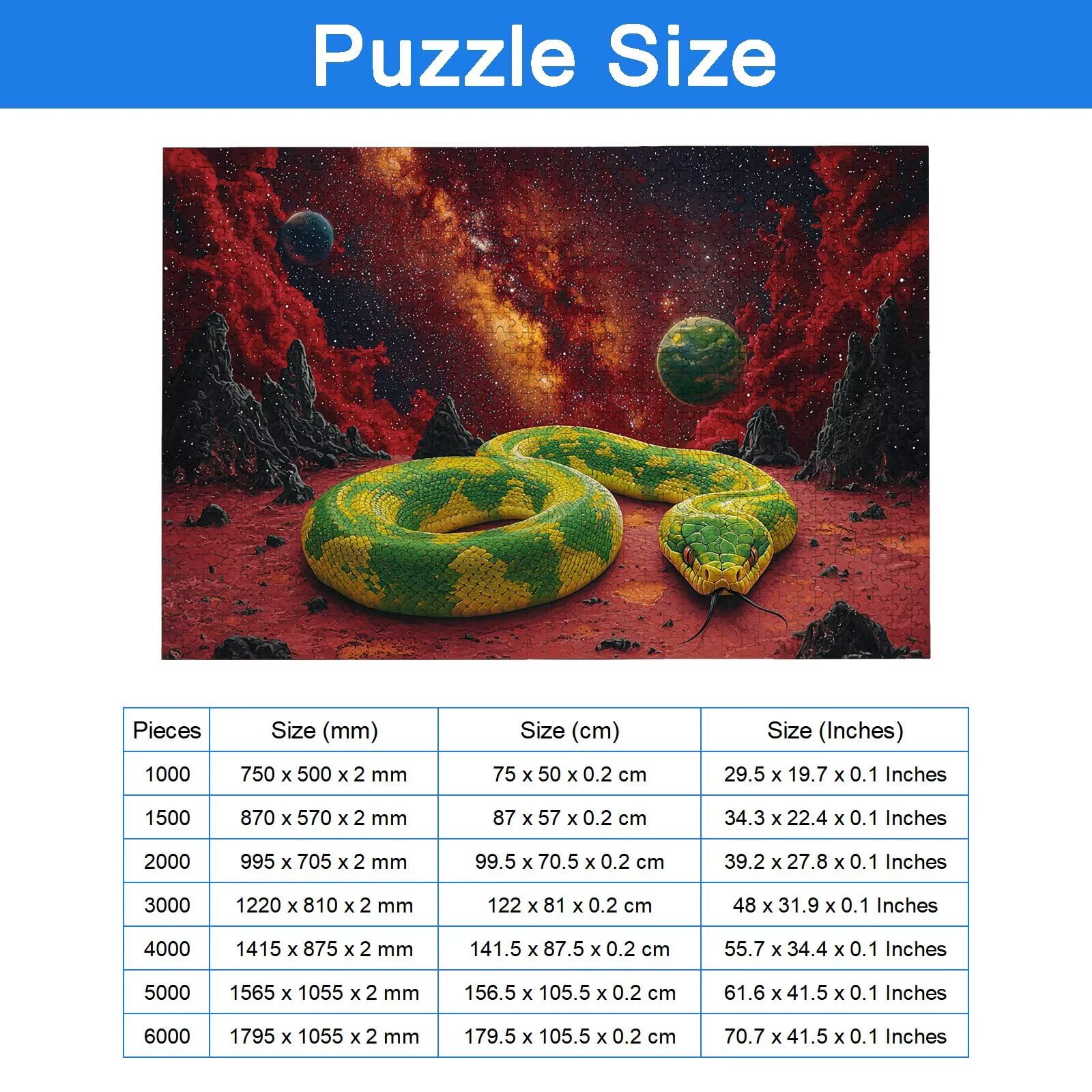 Puzzle 4000 Pezzi Serpente, Puzzle Paesaggio 4000 Pezzi Arte per Adulti e Bambini, Misura: 141.5x87.5 cm, Puzzles Legno per Adulti con Squisita Scatola di Imballaggio, Regalo Donna, Regalo Uomo, -9099