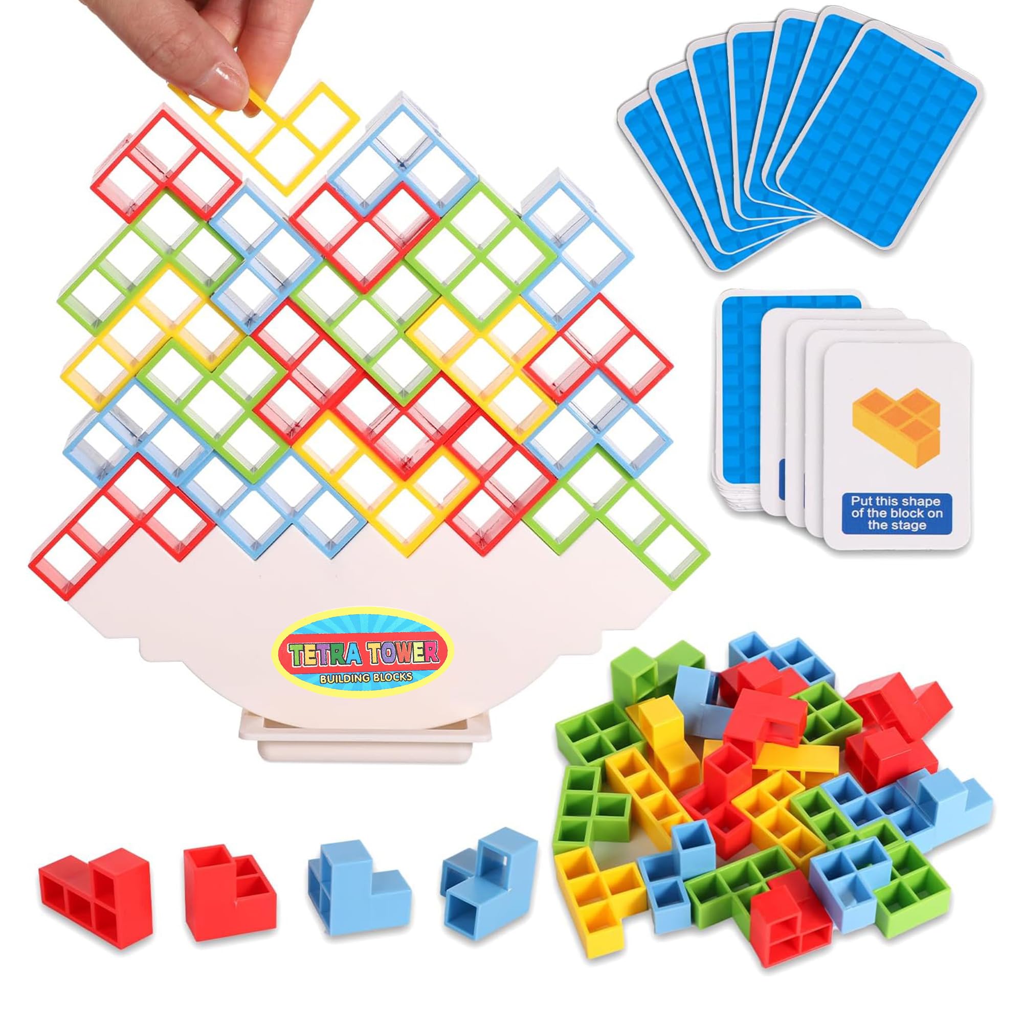 RAINBOW RIDERS TETTRAA Tower Game 32Pcs Colourfull Blocks Stack Tower,Swinging Tower,High Balancing Swinging 3-4 Players|Attractive Toy for Family,Child Indoor Game & Journey, Parties for Kids. 2