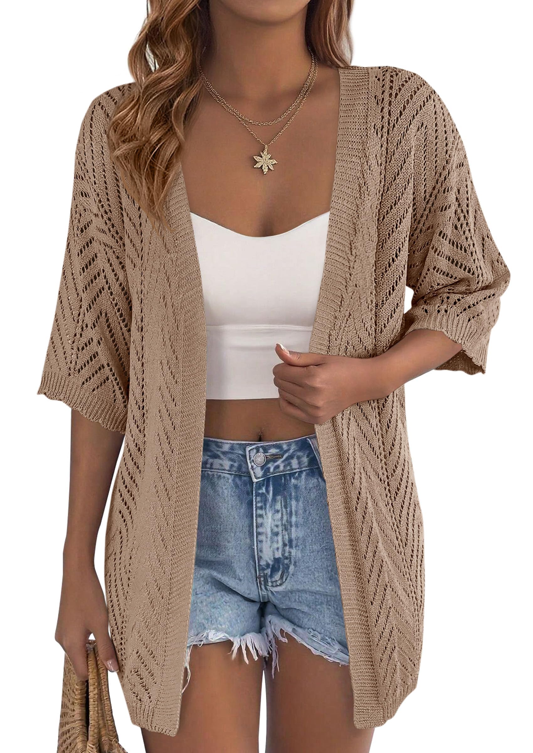 PRETTYGARDEN Women's Lightweight Summer Cardigans Short Sleeve