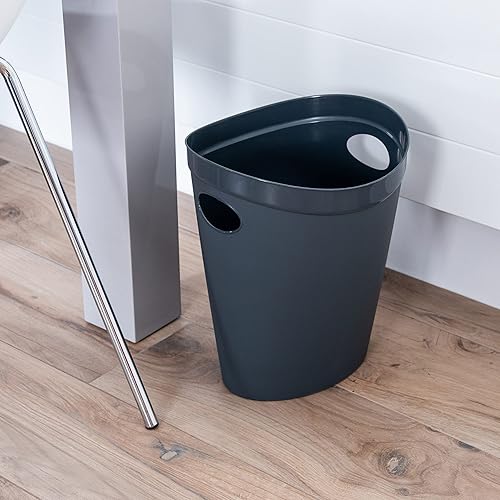 Miniatura 8 de Addis Papelera de plástico para baño, dormitorio, oficina, color negro, 12 LTR