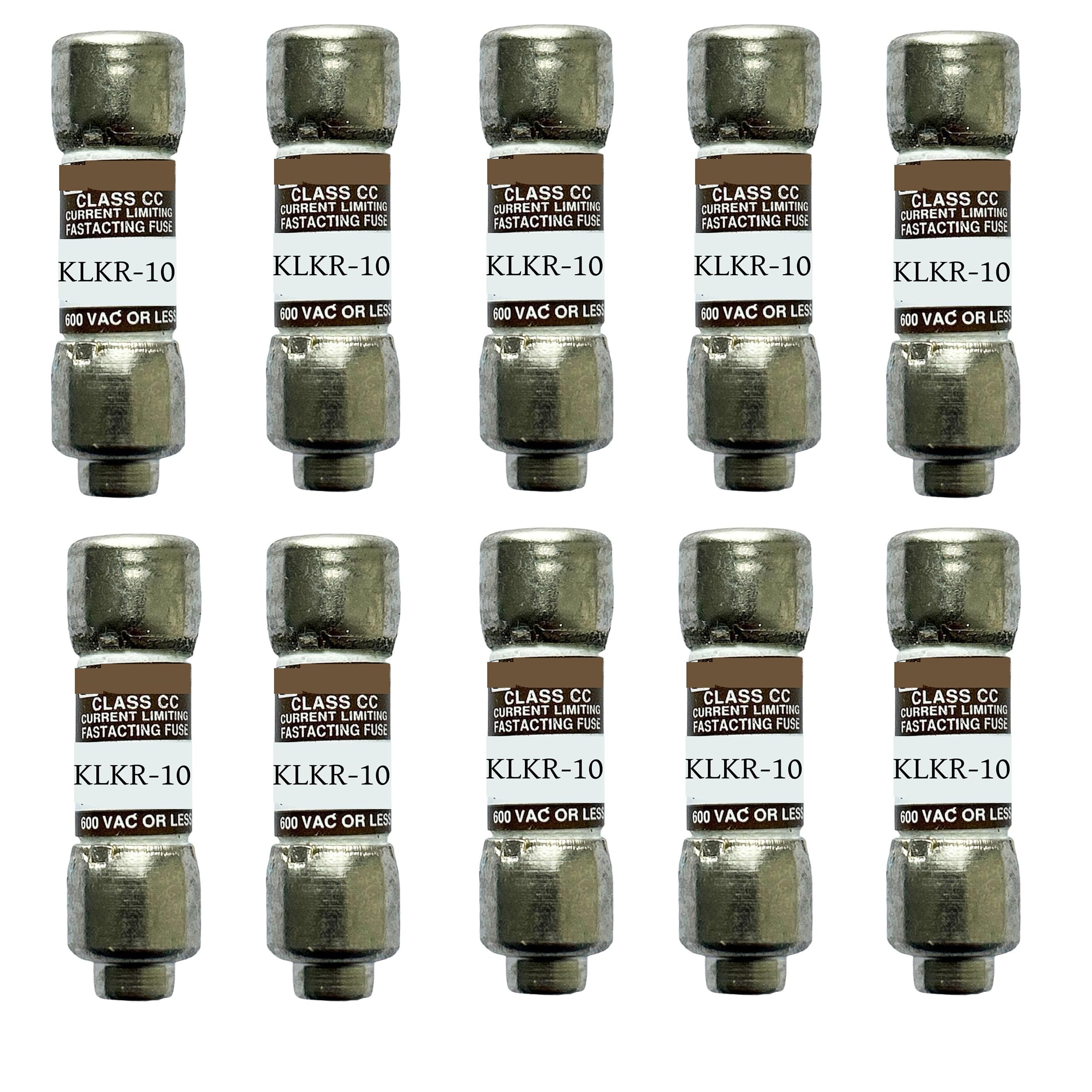 10-Pack New KLKR-10 KLKR-10A KLKR10 600Vac Fast Acting Fuse,KLKR-10A Current Limiting Class CC Rejection Cartridge Fuses
