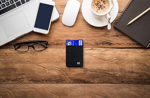 Miniatura 8 de Modern Carry Cartera delgada para tarjetas de crédito ultrafina, Negro con 2 ranuras para tarjetas, Cartera para tarjetas de crédito