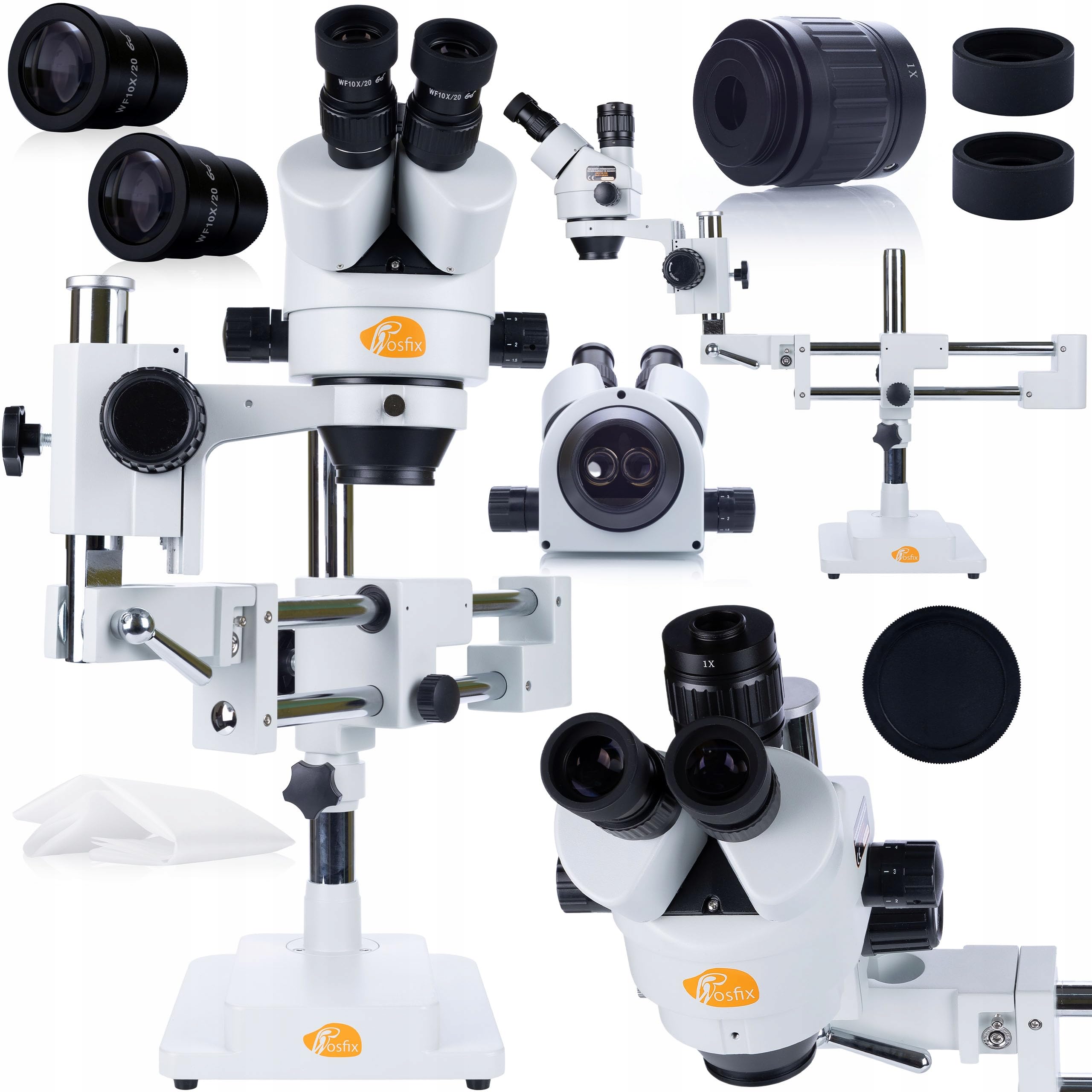 Juego de microscopio estéreo trinocular Jupiter Pro MSJP-T-SDMS1 con 56 luces LED | Ergonómico, 7-45 veces ampliable, giratorio 360°, distancia de trabajo amplia | laboratorio, industria, electrónica