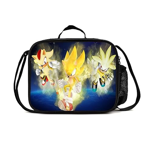 LMUCYISYIS Lonchera de dibujos animados lonchera aislada de anime el erizo para adolescentes estudiantes caja Bento portátil de gran capacidad para