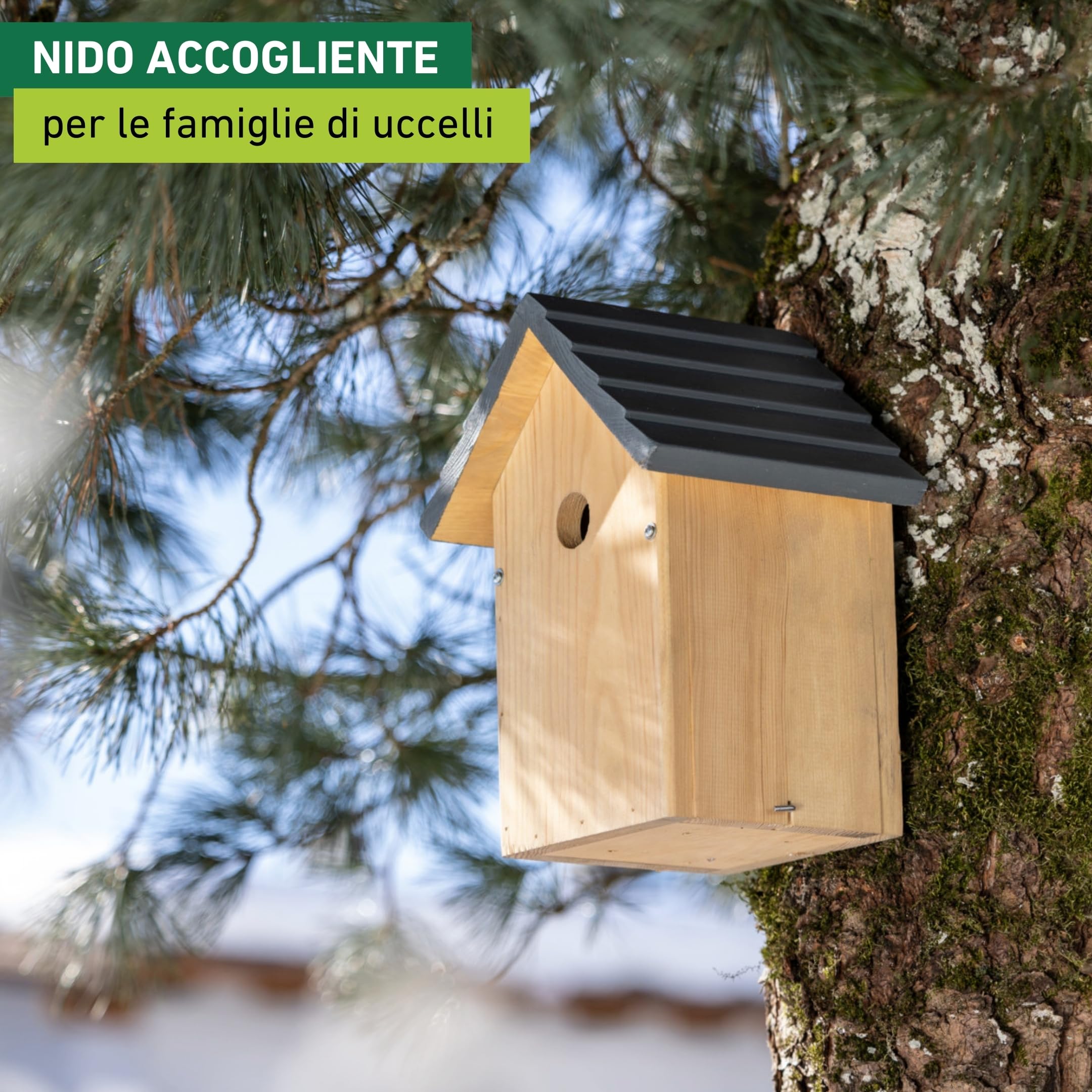 Windhager cassetta nido per uccelli Cosy, legno di pino massiccio, foro dingresso Ø 28 mm, casetta per uccelli, cassetta nido per cinciallegre, da appendere, resistente agli agenti atmosferici