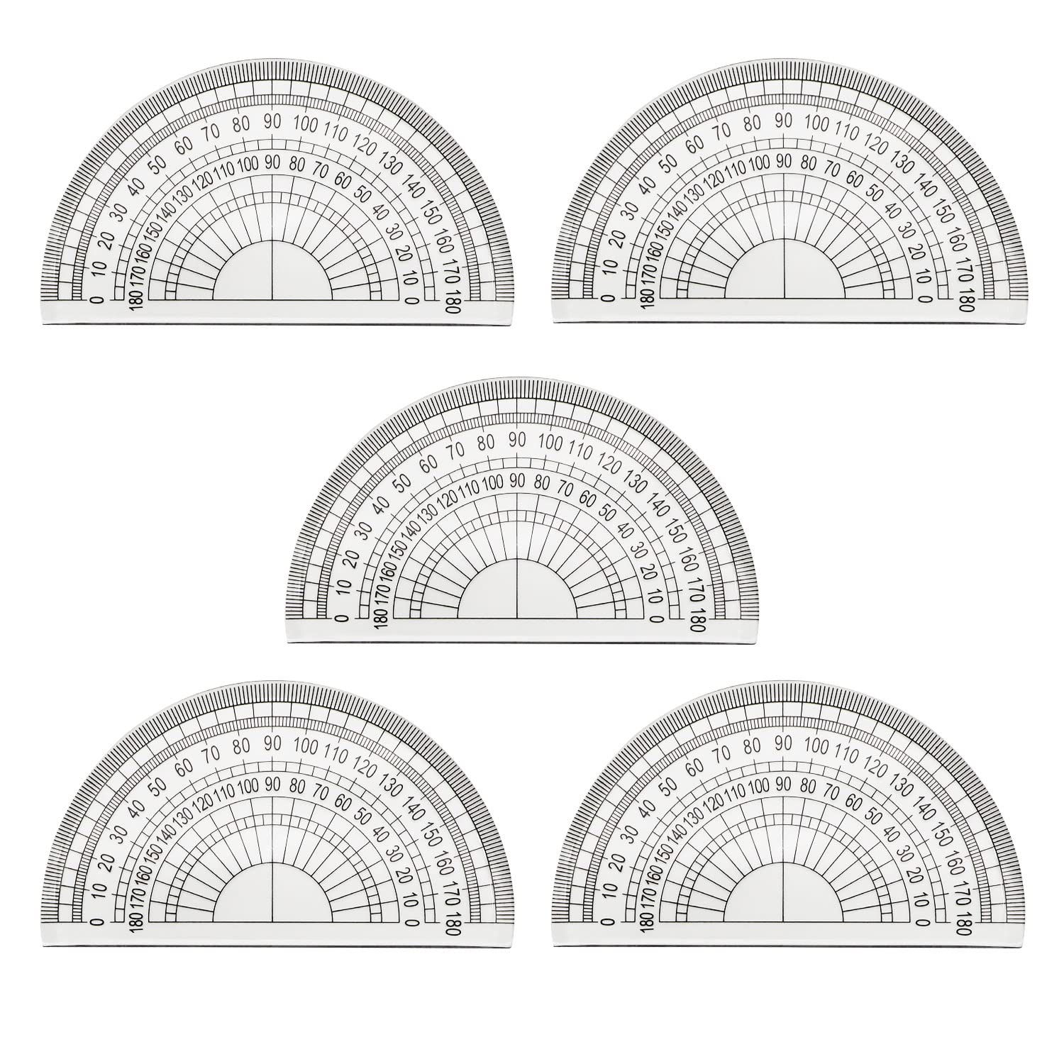 5PCS Plastic Protractor, 180 Degrees 4 Inches Protractors for Geometry Clear Plastic Math Protractor for Classroom School Office Students Teachers A7SLLJQ