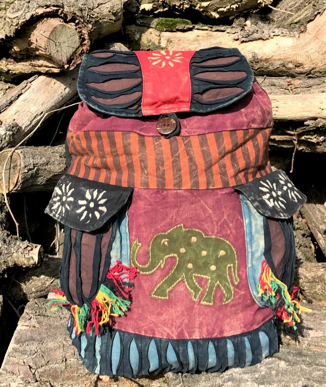 INDIE ELEPHANT BOHO HIPPY BACKPACK BAG HIPPIE BEACH PEACE FESTIVAL RUCKSACK RETRO 60'S